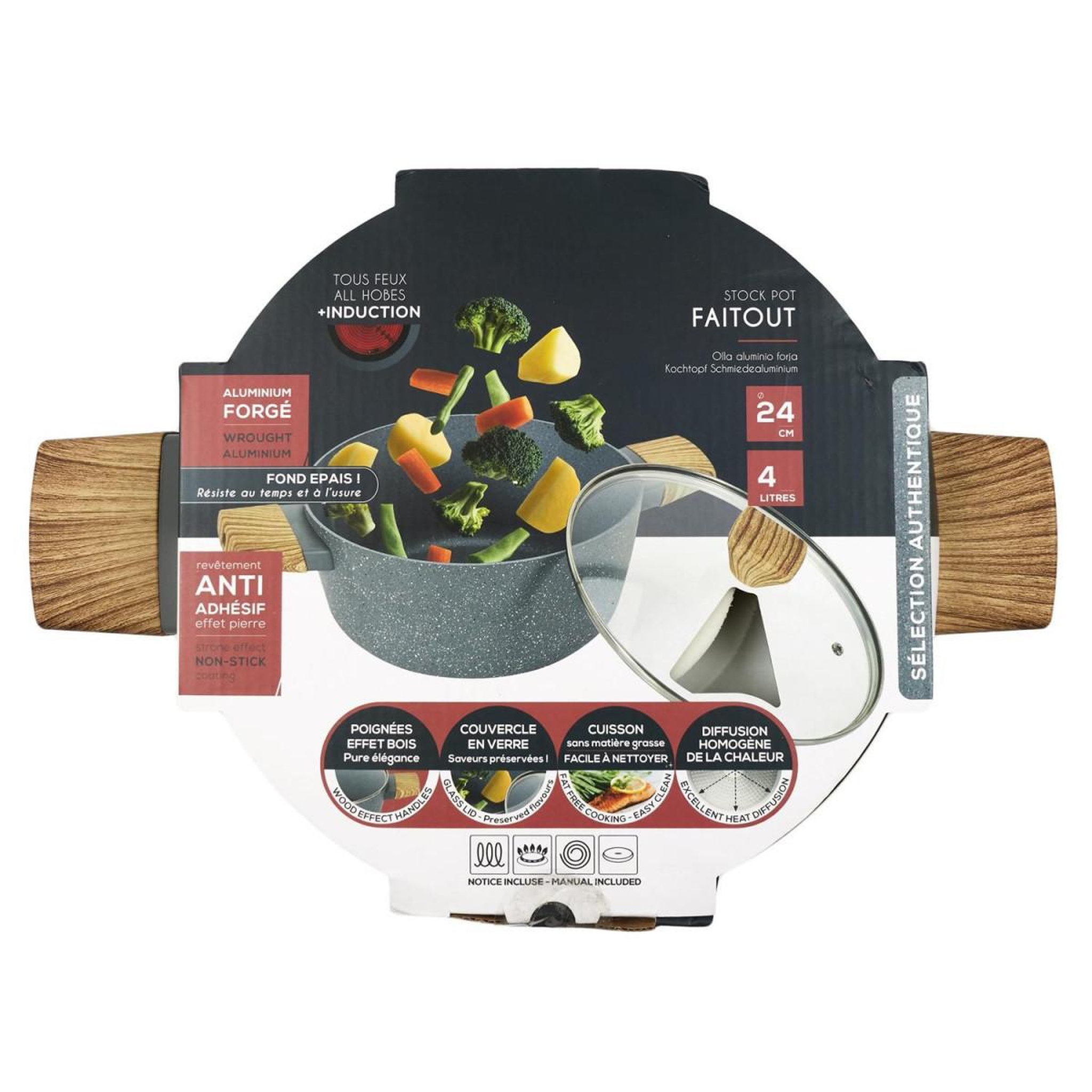 Voir la diapositive 6 : COOK CONCEPT Faitout aluminium  forgé  24cm gris