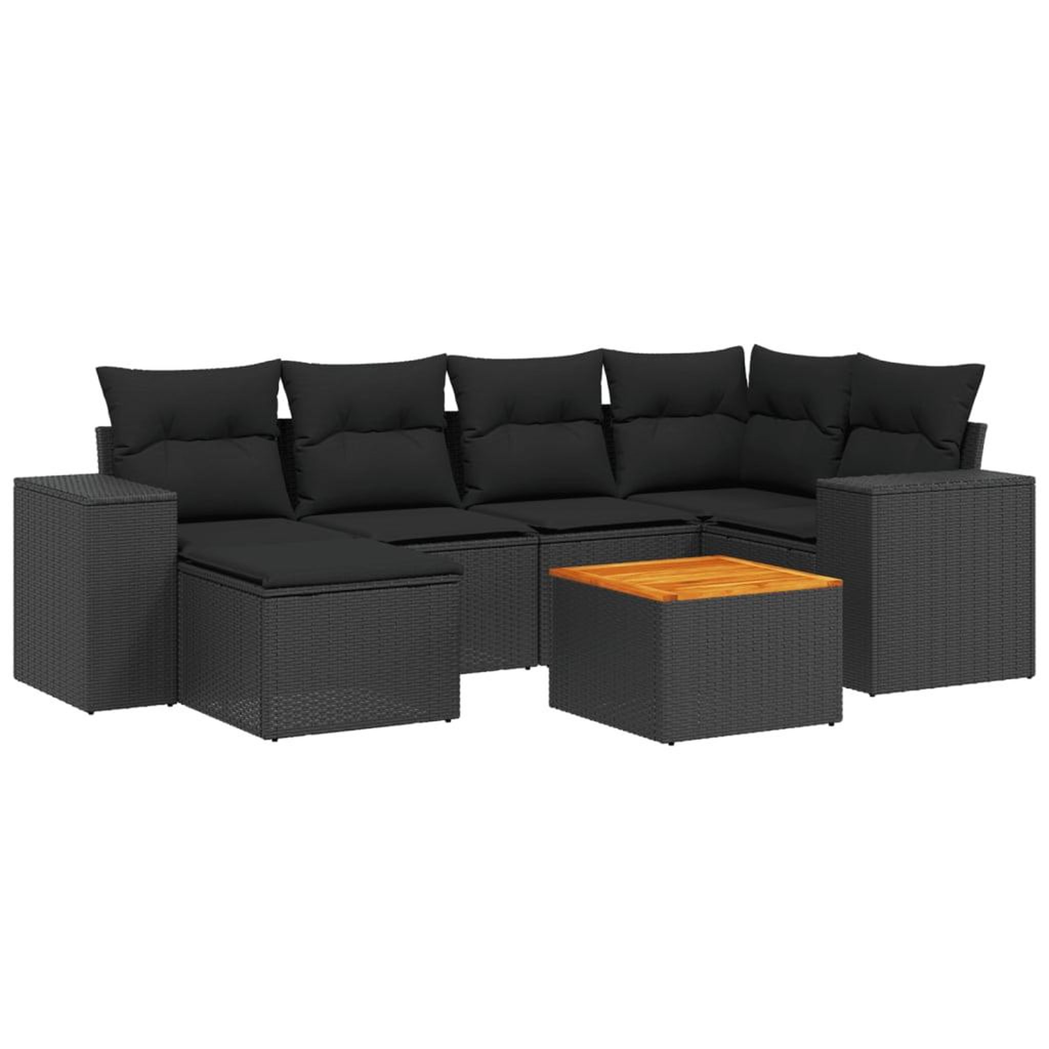 Voir la diapositive 2 : VIDAXL Salon de jardin 7 pcs avec coussins noir resine tressee