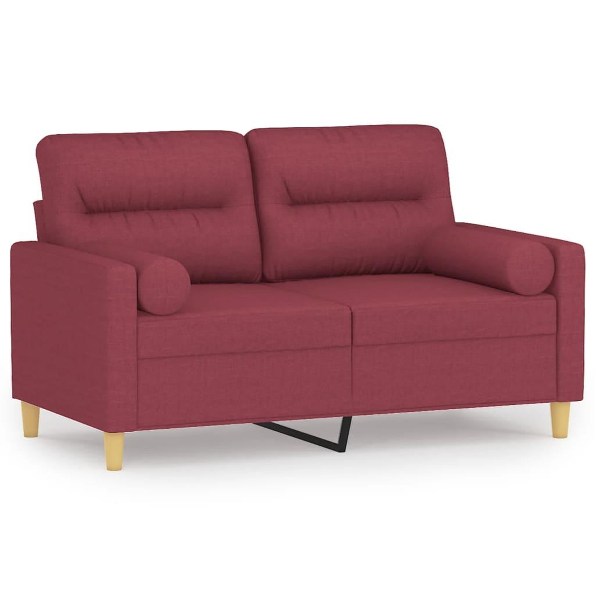 Voir la diapositive 2 : VIDAXL Canape 2 places avec oreillers bordeaux 120 cm tissu