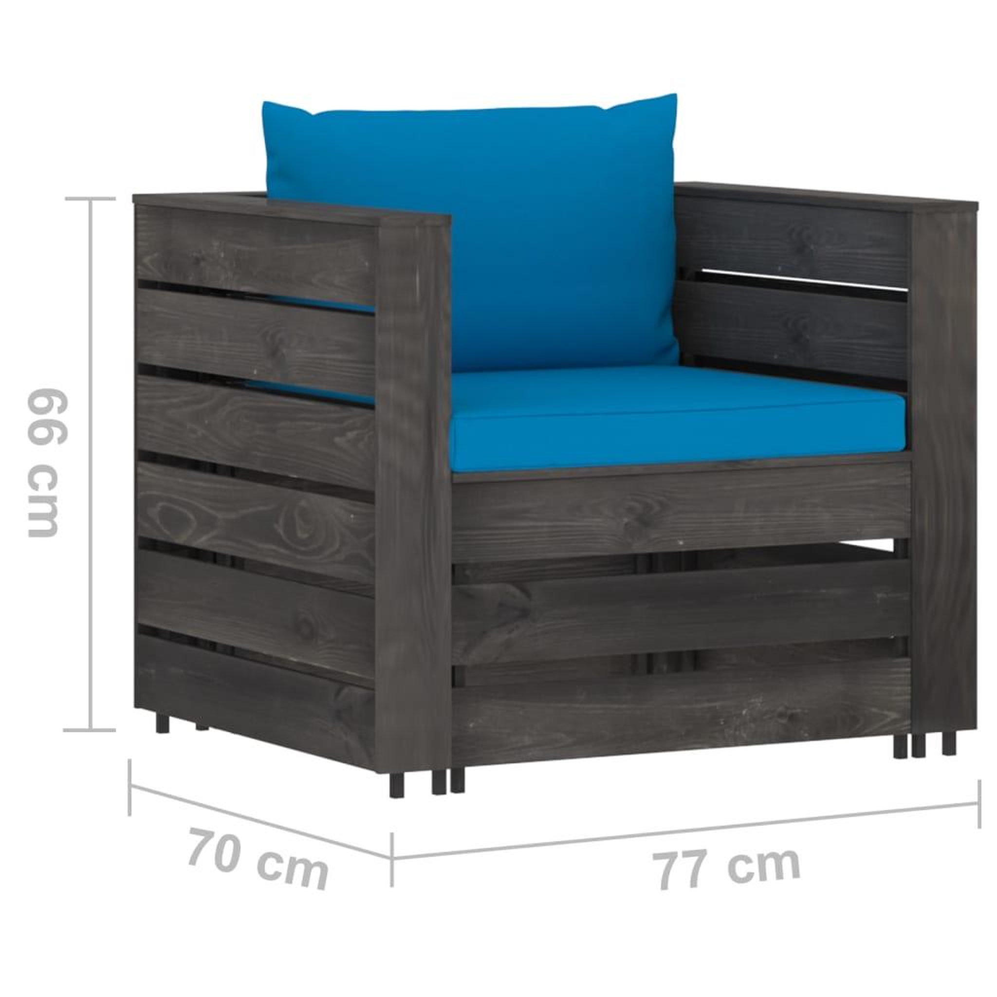 Voir la diapositive 6 : VIDAXL Salon de jardin 2 pcs avec coussins Bois impregne de gris