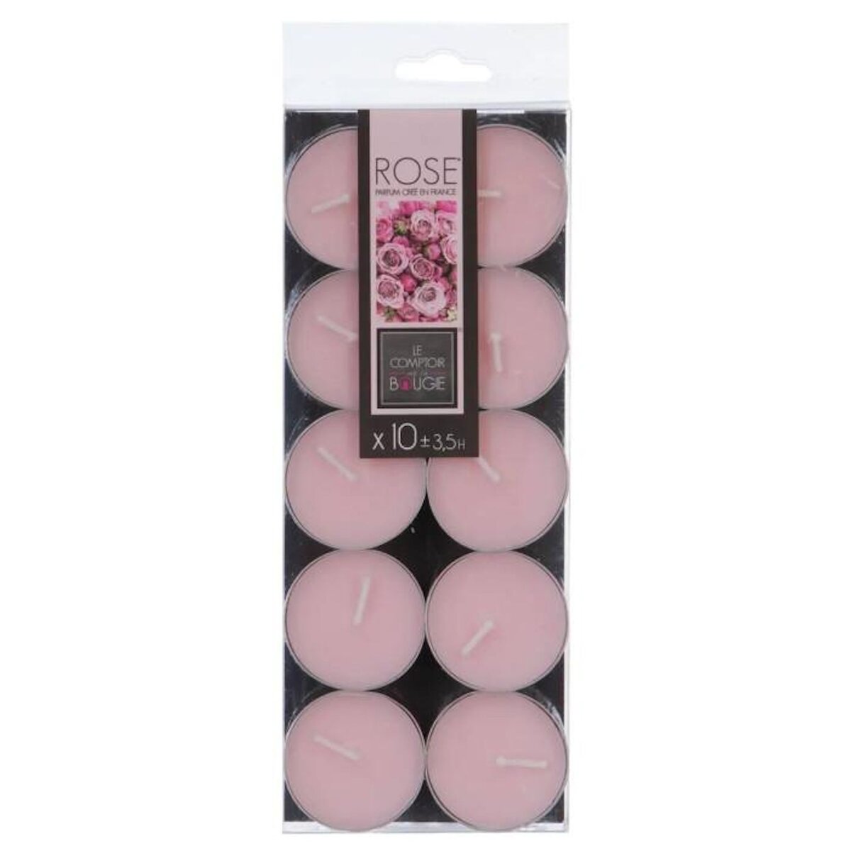 COMPTOIR DE LA BOUGIE Lot de 10 Bougies Chauffe-Plat Parfumées 3,7cm Rose