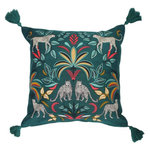 Paris Prix Housse de Coussin Pompons  Malaga  40x40cm Bleu