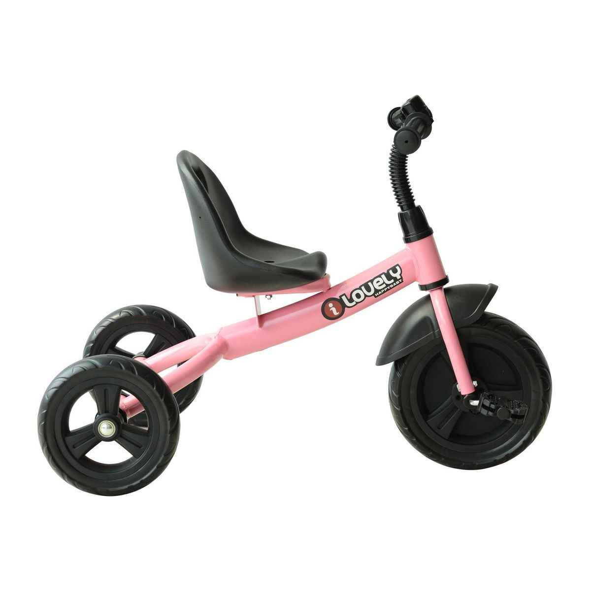 HOMCOM Tricycle enfants multi-équipé garde-boue sonnette pédales antidérapantes siège réglable 2 positions avec dossier