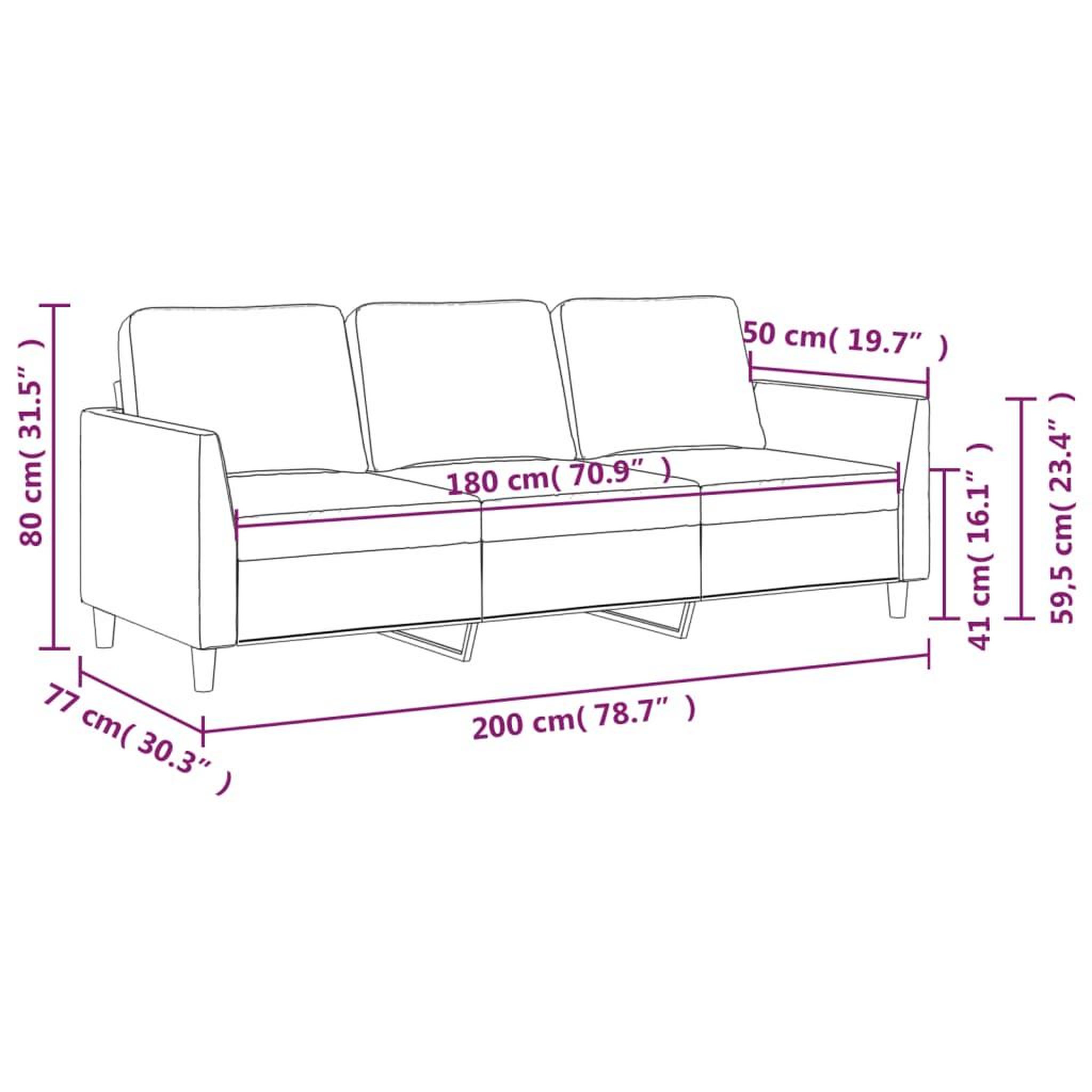 Voir la diapositive 6 : VIDAXL Canape a 3 places Noir 180 cm Similicuir