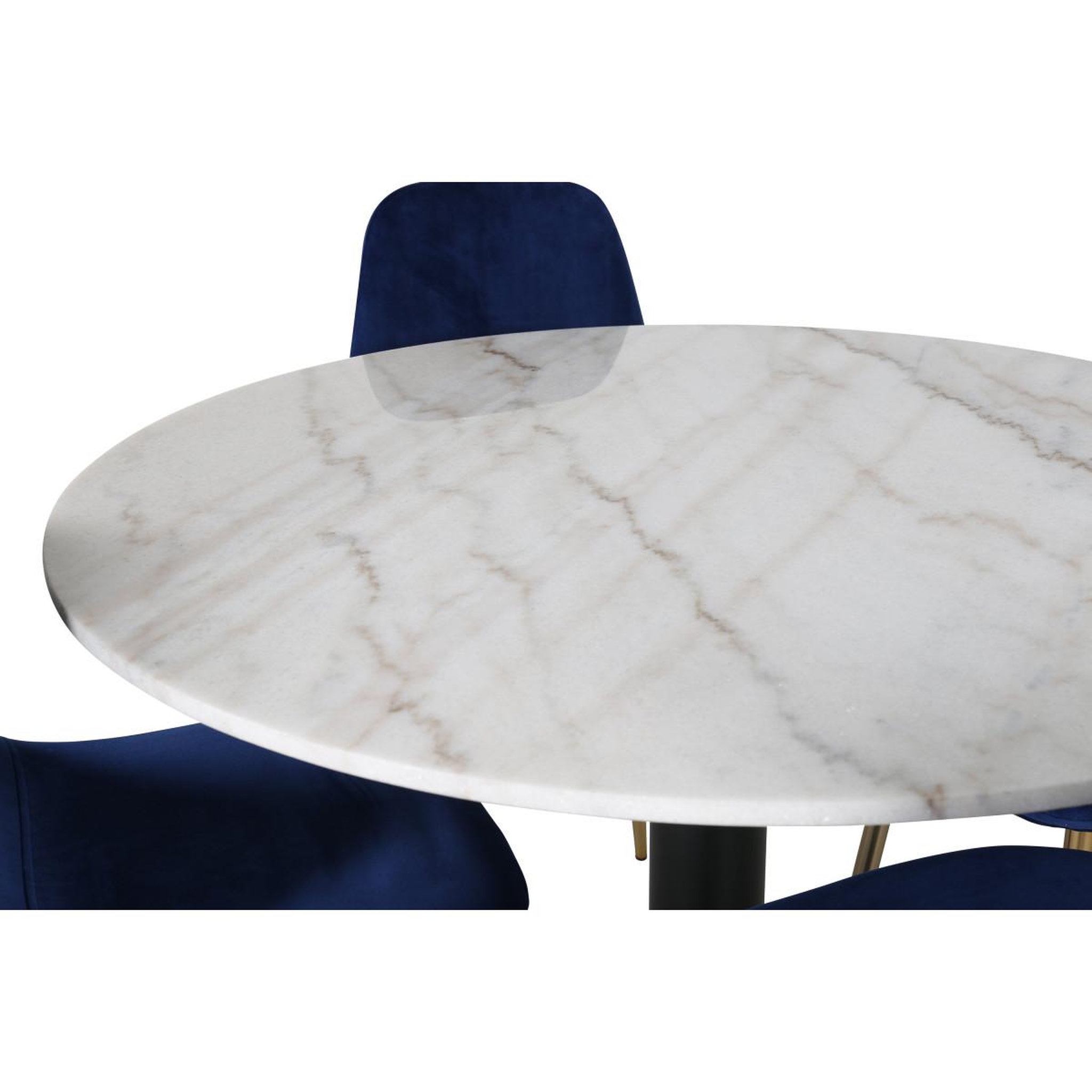 Voir la diapositive 2 : Paris Prix Ensemble Table à Manger & 4 Chaises  Estelle I & Polar II  106cm Blanc & Bleu