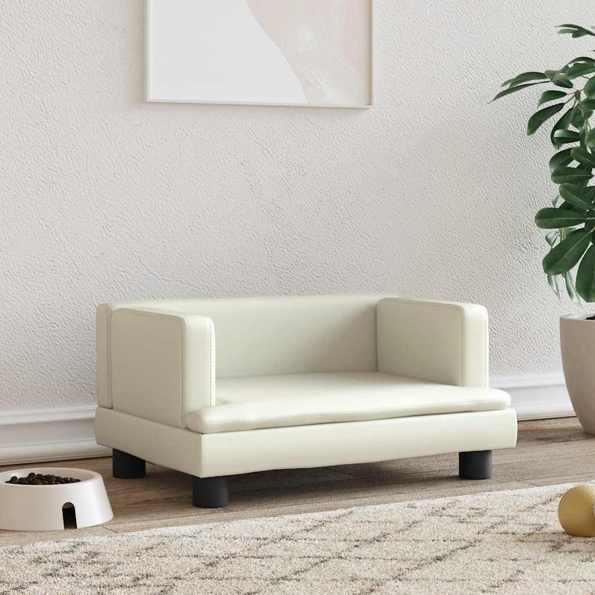VIDAXL Lit pour chien creme 60x40x30 cm similicuir