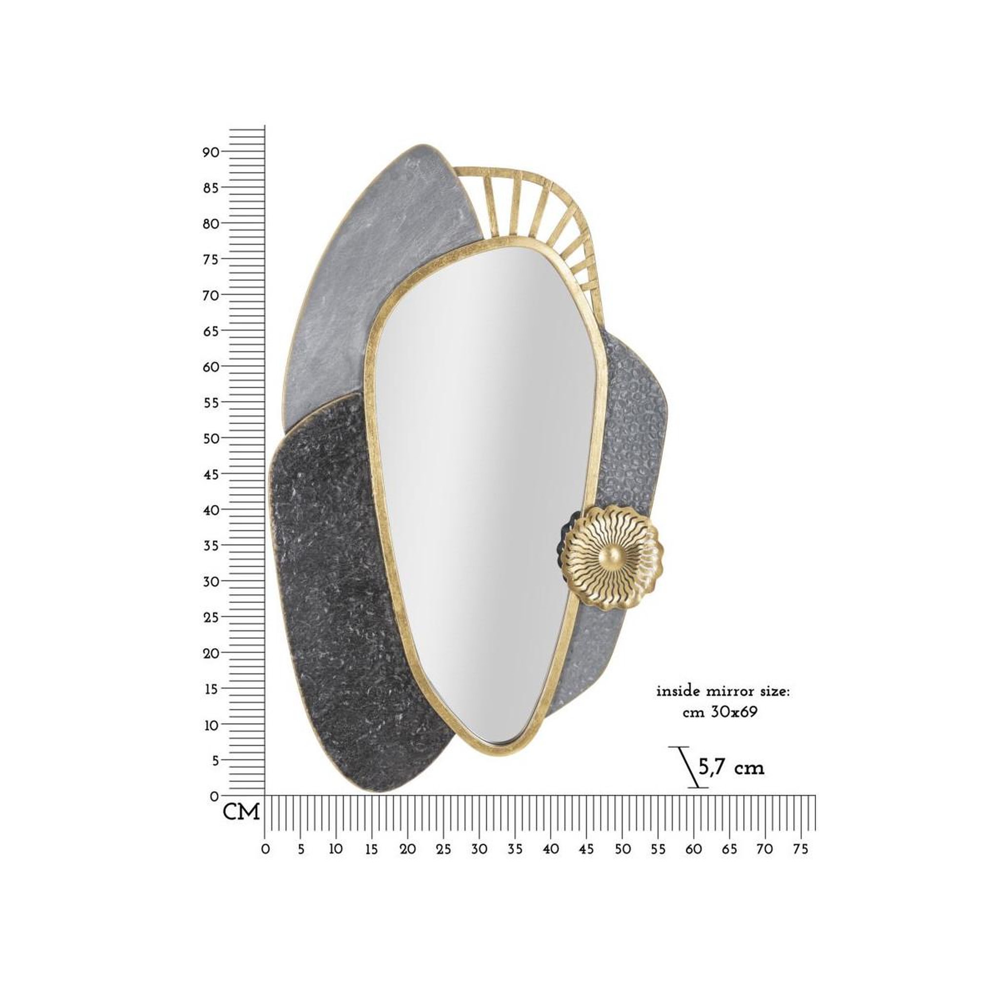 Voir la diapositive 6 : Paris Prix Miroir mural design  art  90cm gris & or