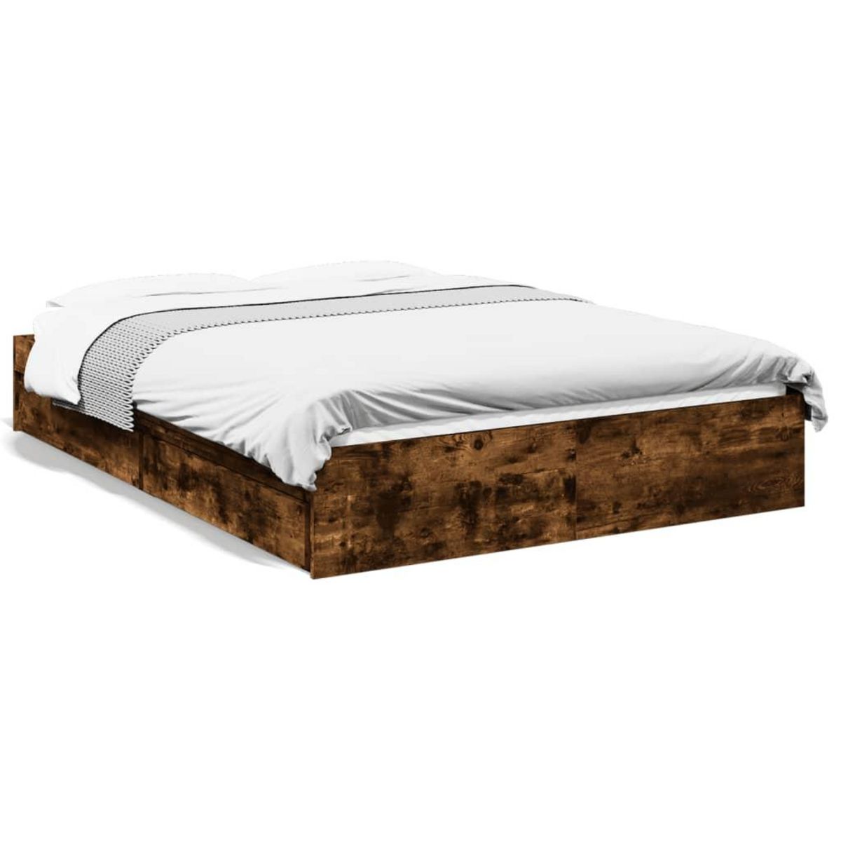 VIDAXL Cadre de lit avec tiroirs sans matelas chene fume 120x190 cm