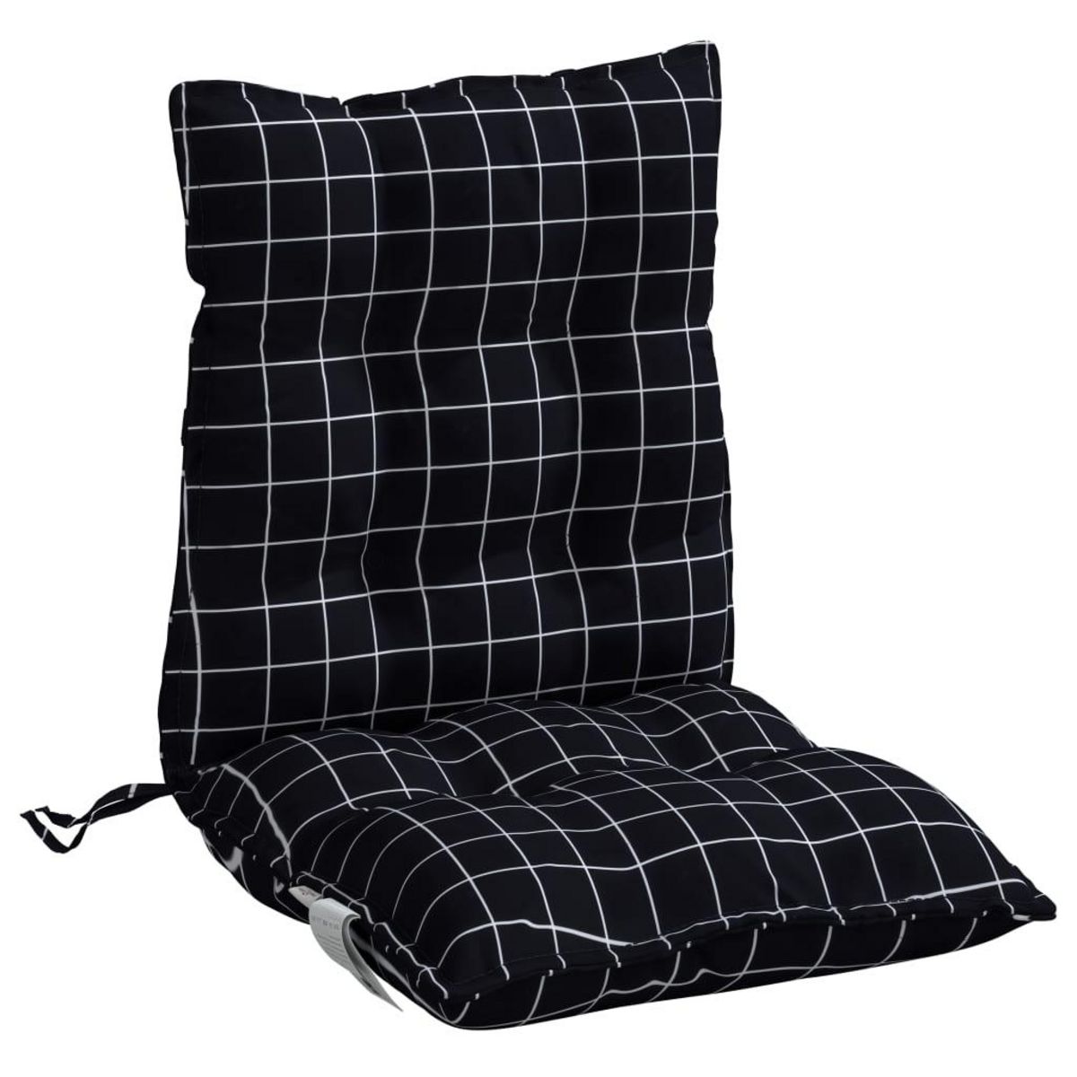 VIDAXL Coussins de chaise a dossier bas lot de 2 motif a carreaux noir