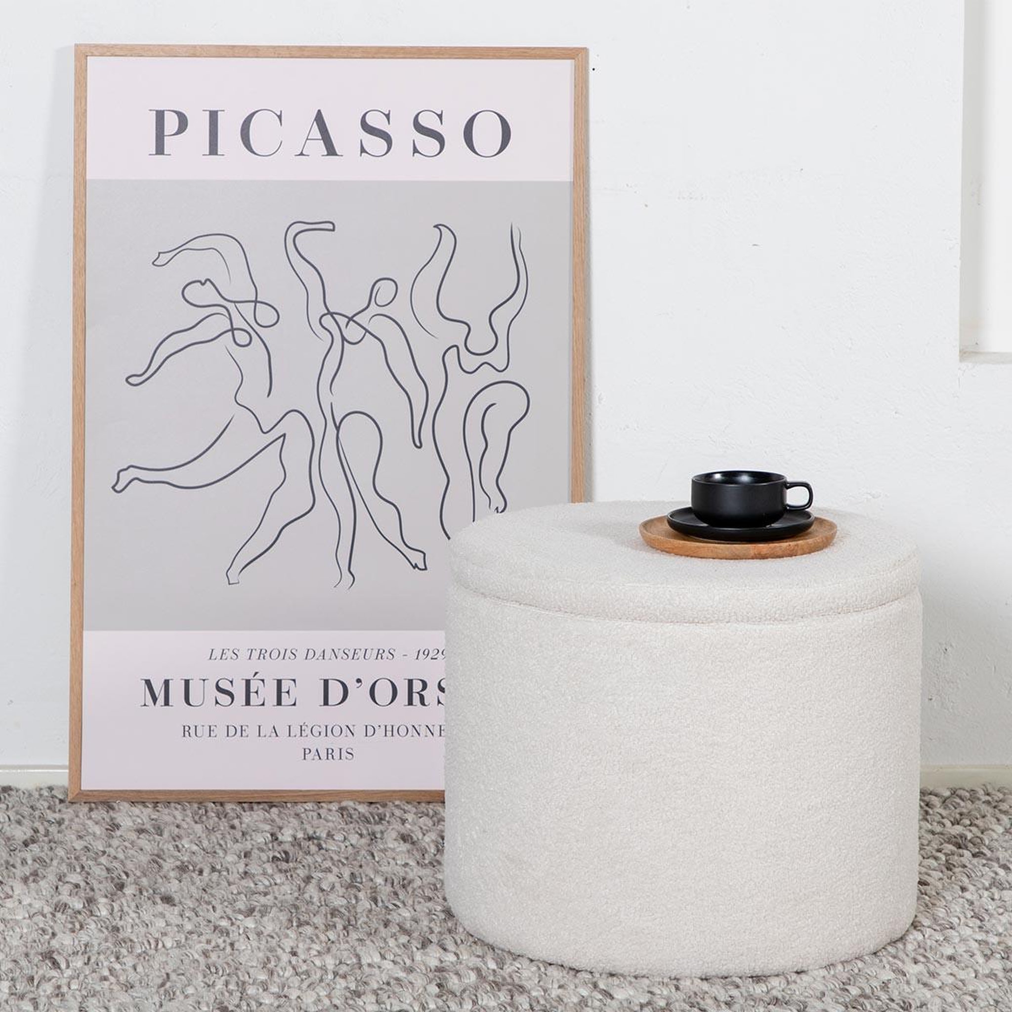 Voir la diapositive 6 : Paris Prix Pouf coffre tissu bouclette  dunken  51cm blanc