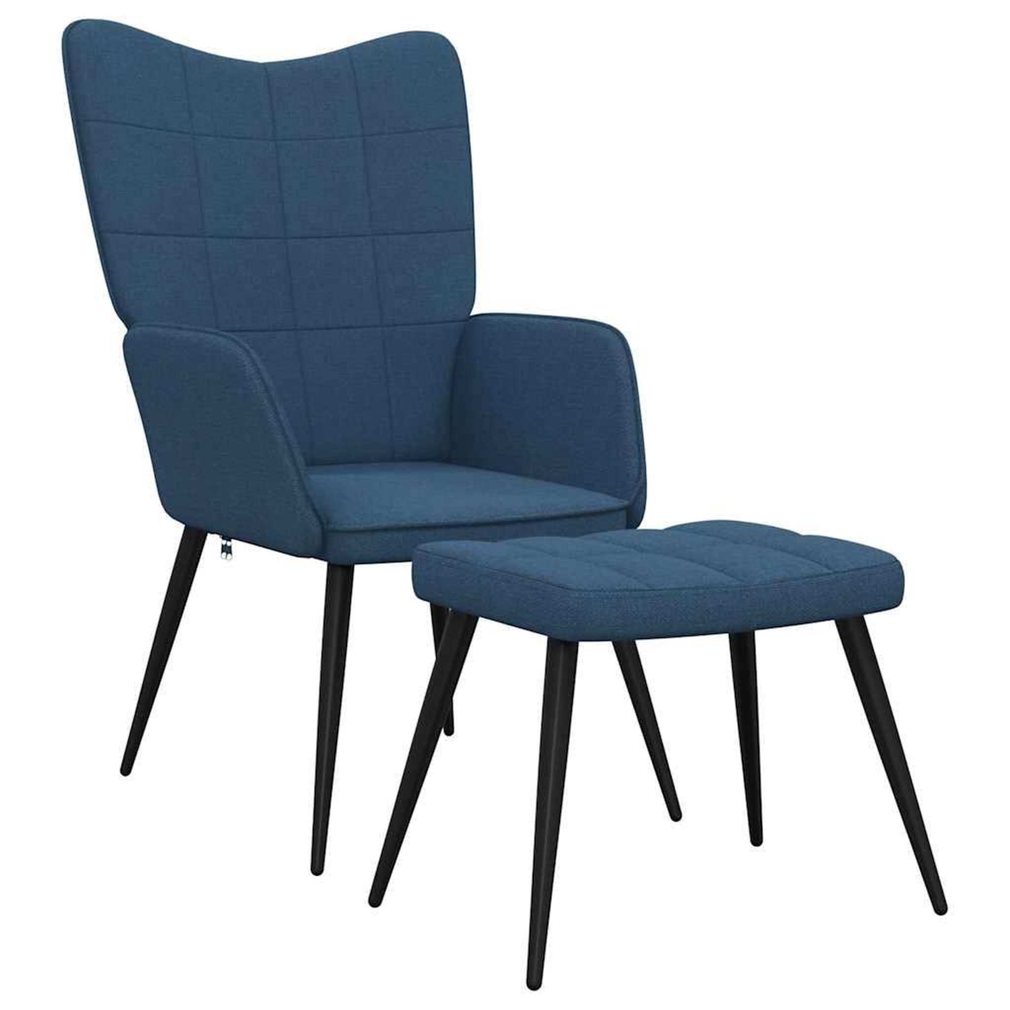 Voir la diapositive 2 : VIDAXL Chaise de relaxation avec tabouret Bleu Tissu
