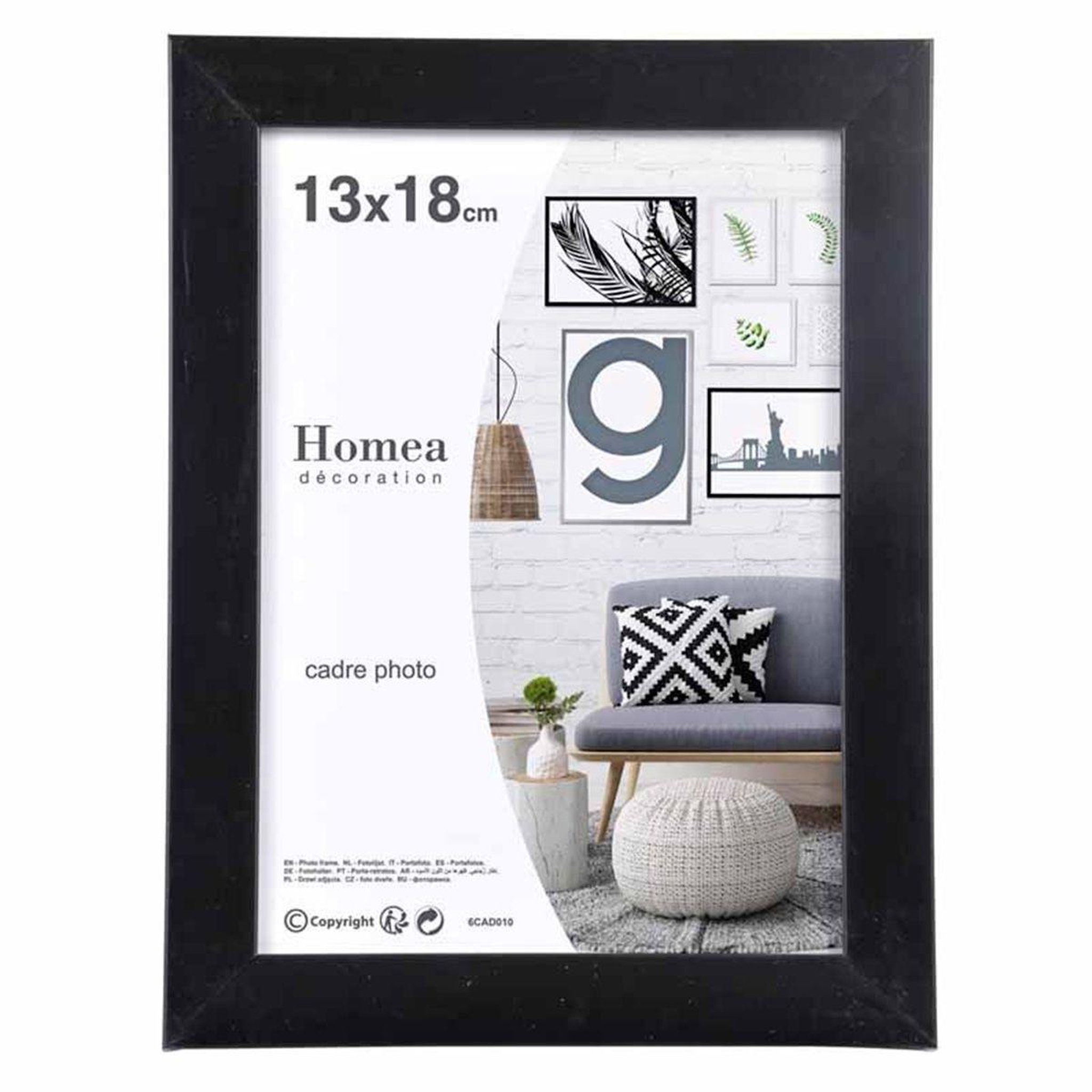 HOMEA Cadre Photo Déco  Pep's  13x18cm Noir