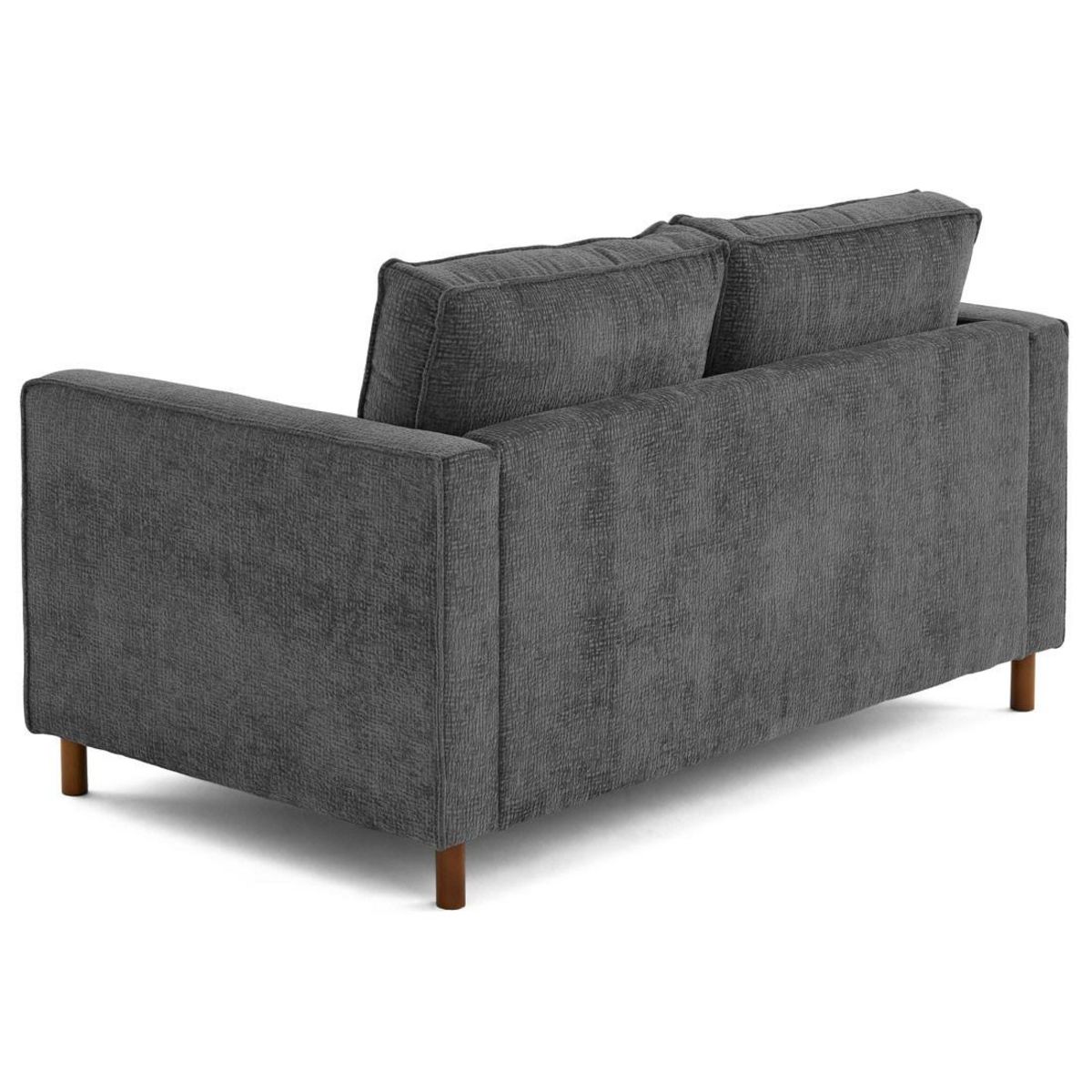 LISA DESIGN Jake - canapé droit 2 places en tissu velours relief - pieds en bois foncé