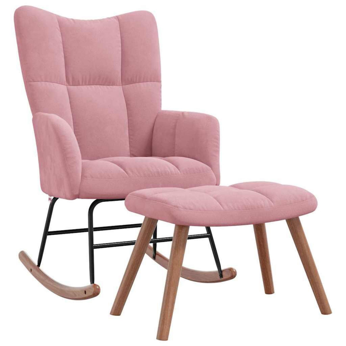 VIDAXL Chaise a bascule avec repose-pied Rose Velours