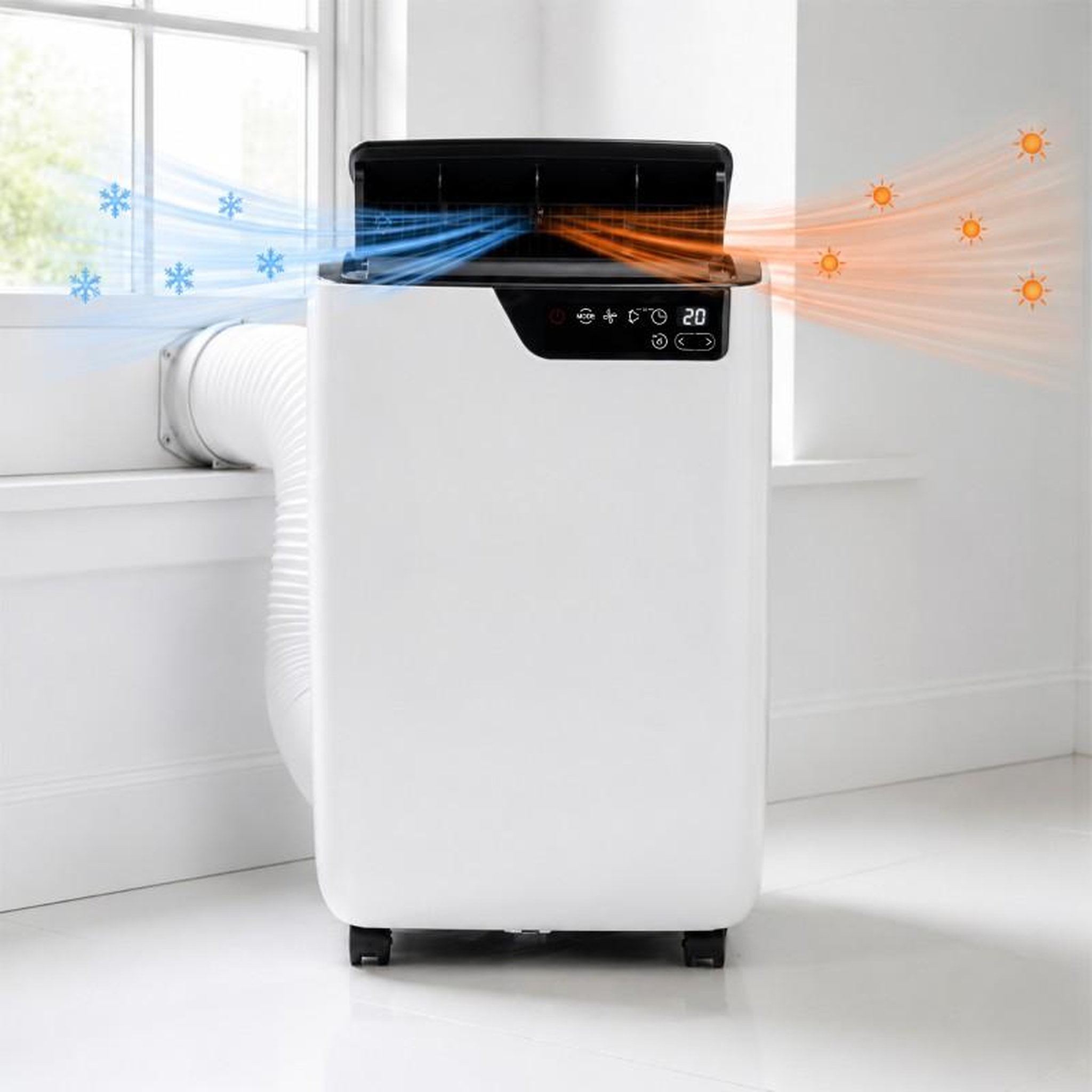 Voir la diapositive 2 : Climatiseur mobile réversible - 14000 btu / 3500 frigories –1500w