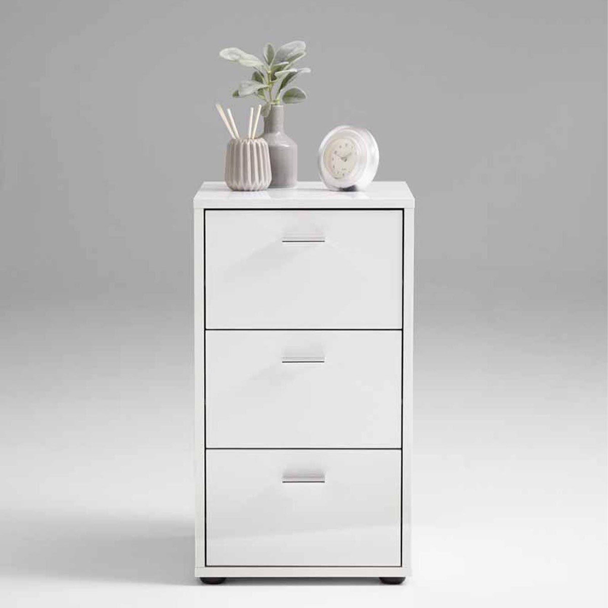 Voir la diapositive 2 : Paris Prix Table d'appoint 3 tiroirs design  gania  62cm blanc laqué