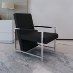 VIDAXL Fauteuil avec pieds chromes Noir Similicuir