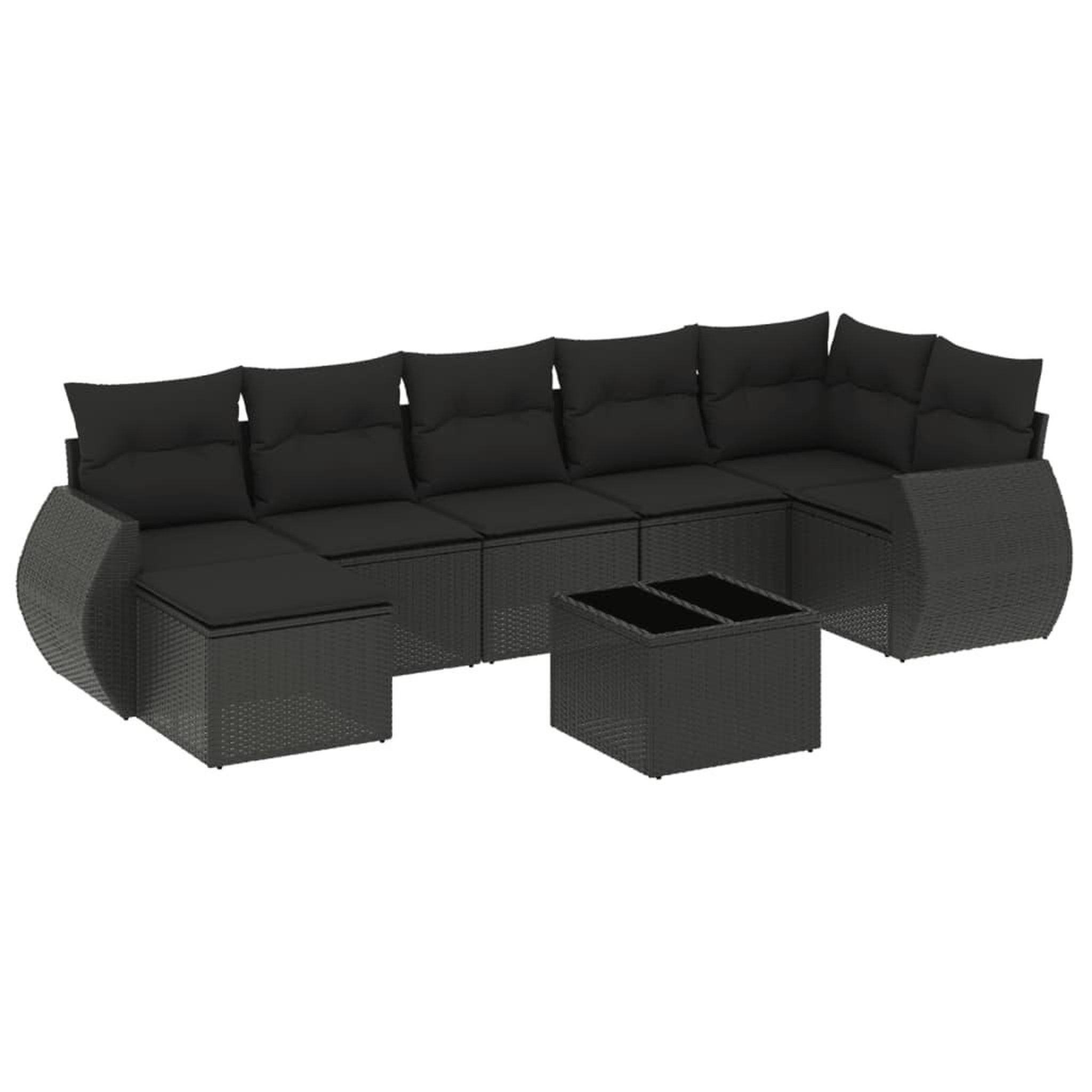 Voir la diapositive 2 : VIDAXL Salon de jardin 8 pcs avec coussins noir resine tressee