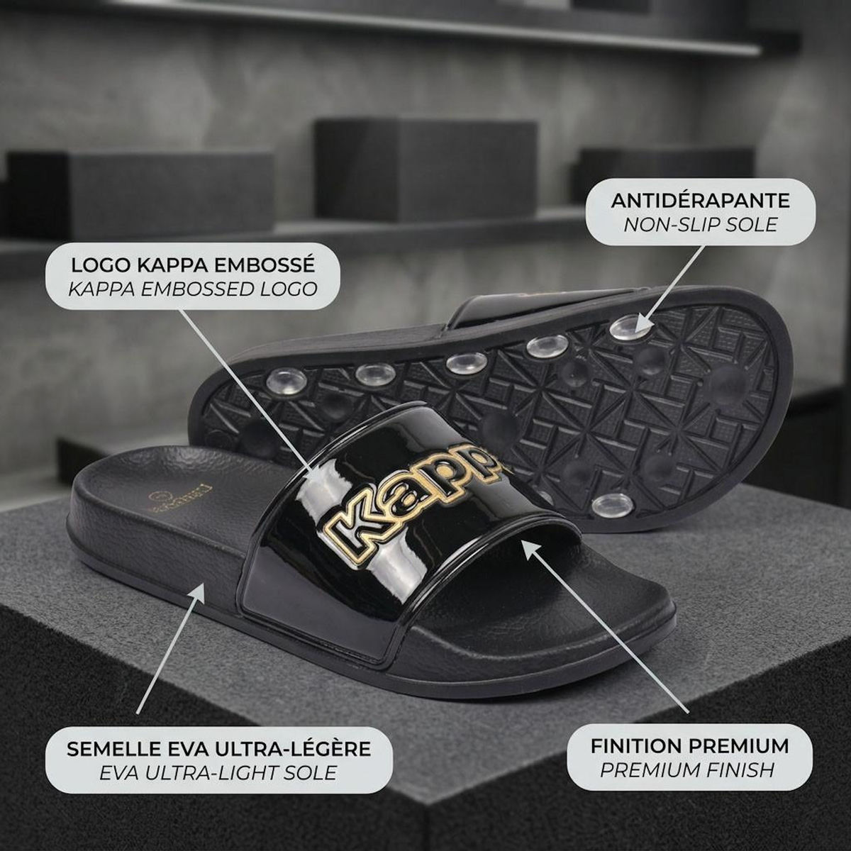 KAPPA KAPPA Claquette Femme Piscine Glitter Glossy Léopard