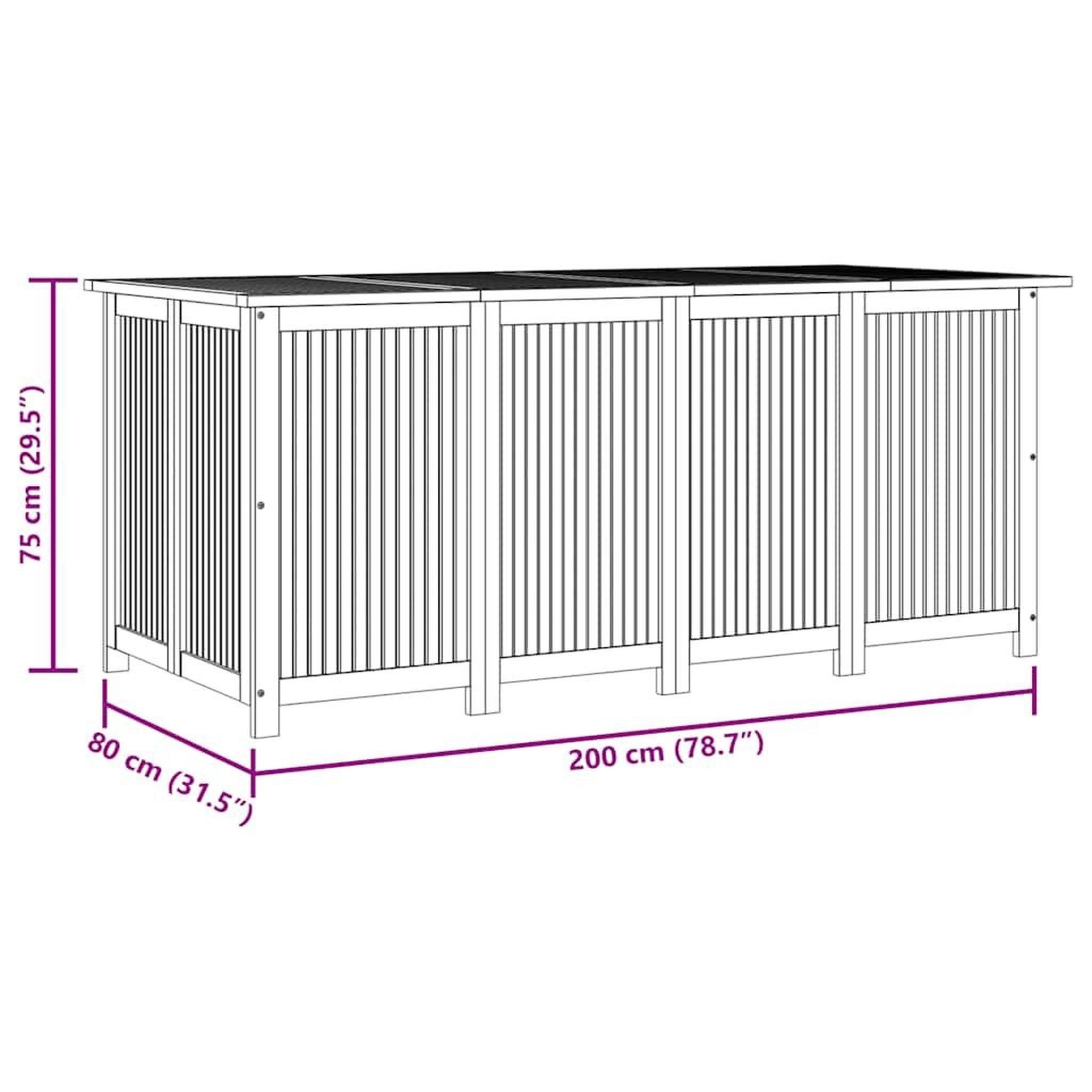 Voir la diapositive 6 : VIDAXL Boîte de rangement de jardin 200x80x75 cm bois massif d'acacia