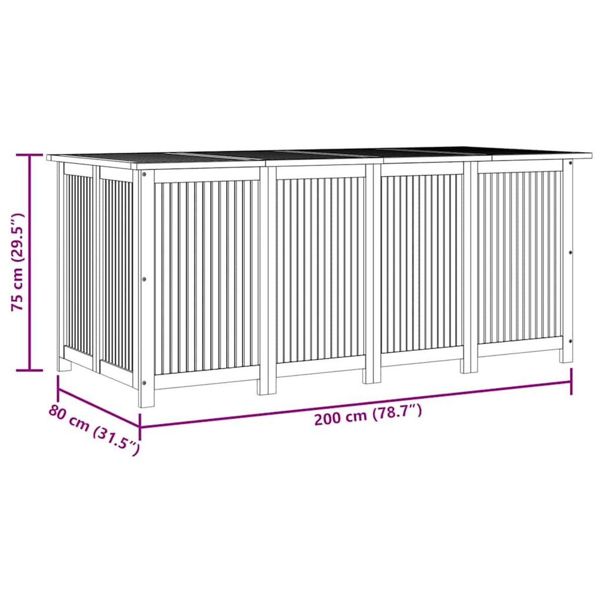 VIDAXL Boîte de rangement de jardin 200x80x75 cm bois massif d'acacia