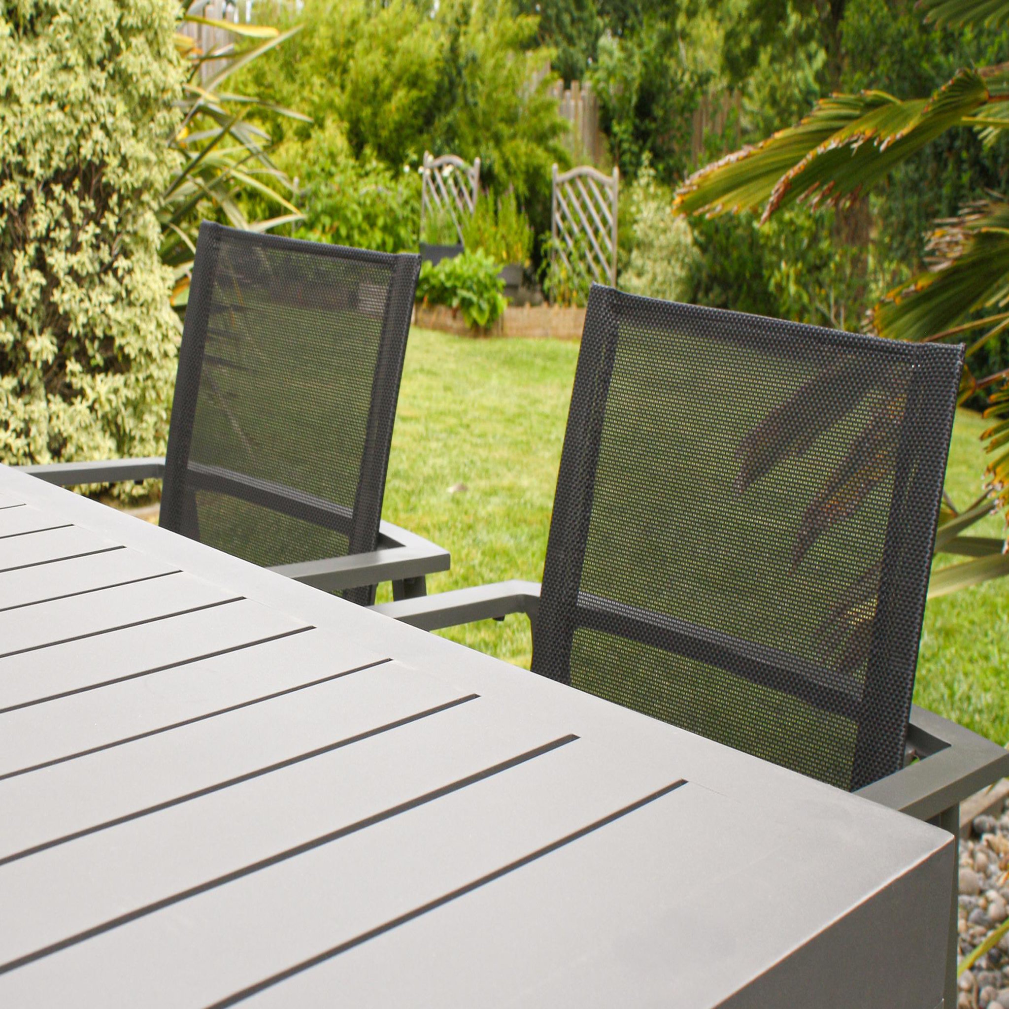 Voir la diapositive 5 : DCB GARDEN Lot de 2 fauteuils de jardin empilables en aluminium