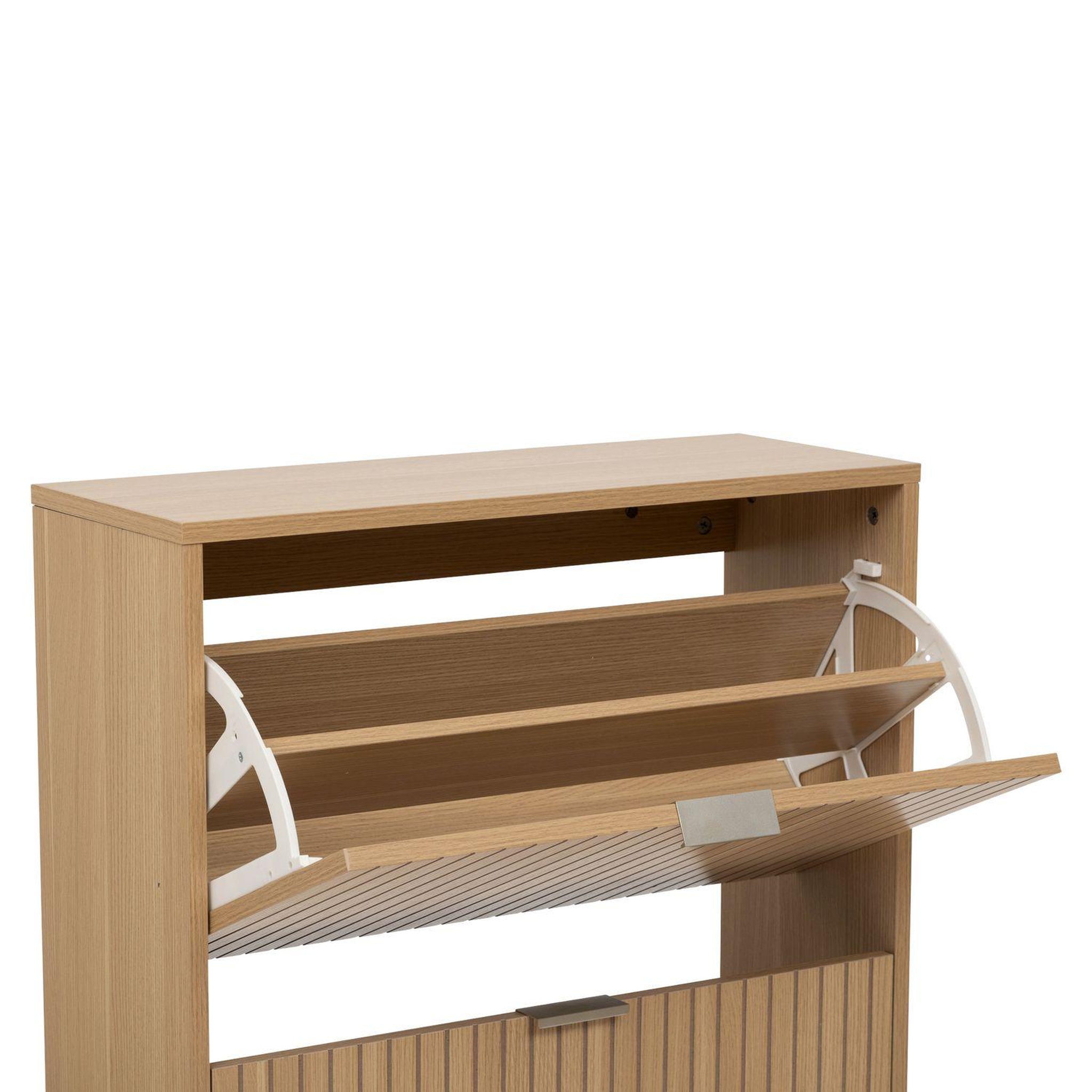 Voir la diapositive 5 : FIVE Range chaussures 3 tiroirs 18 paires en bois tasso - beige
