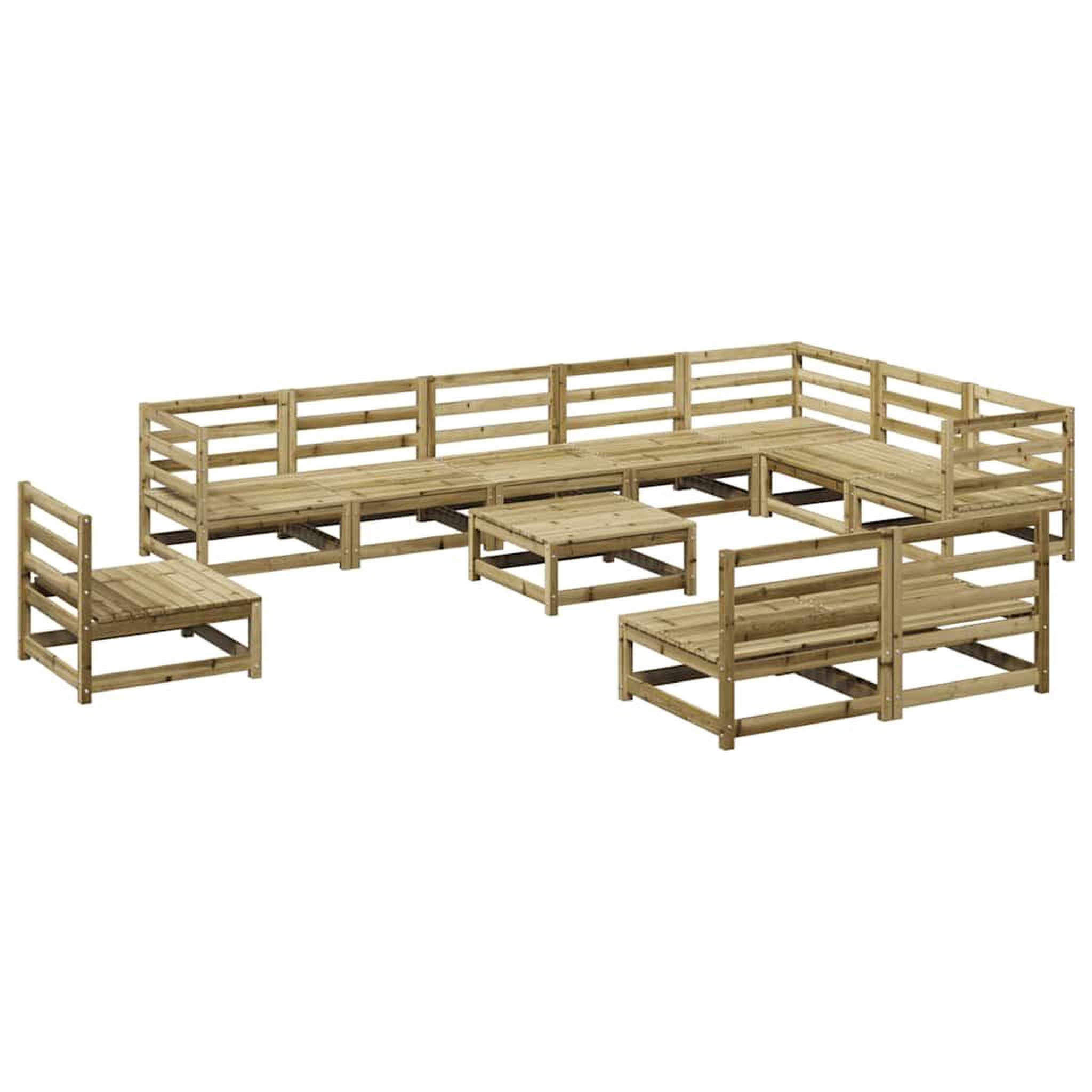 Voir la diapositive 1 : VIDAXL Salon de jardin 11 pcs bois de pin impregne