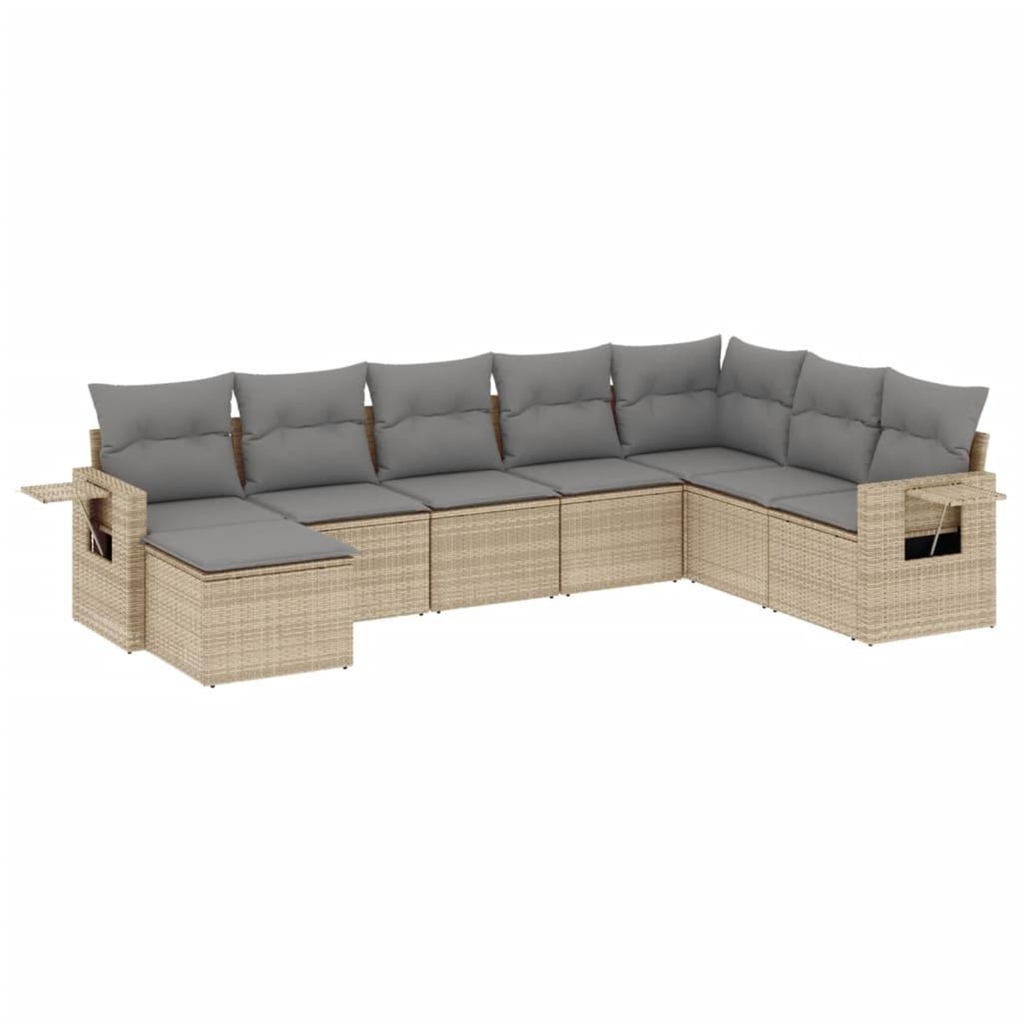 Voir la diapositive 2 : VIDAXL Salon de jardin avec coussins 8 pcs beige resine tressee