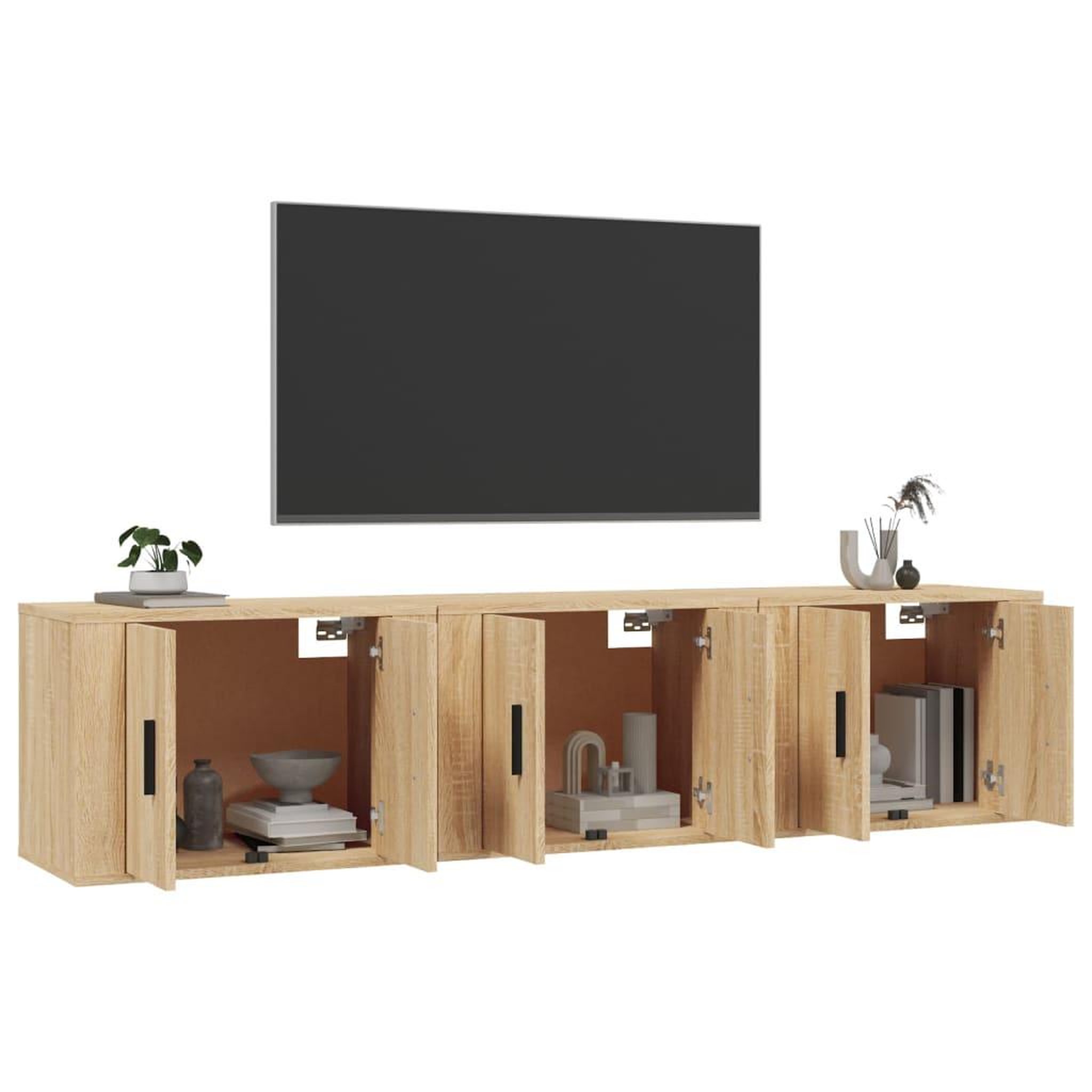 Voir la diapositive 3 : VIDAXL Meubles TV muraux 3 pcs chene sonoma 57x34,5x40 cm