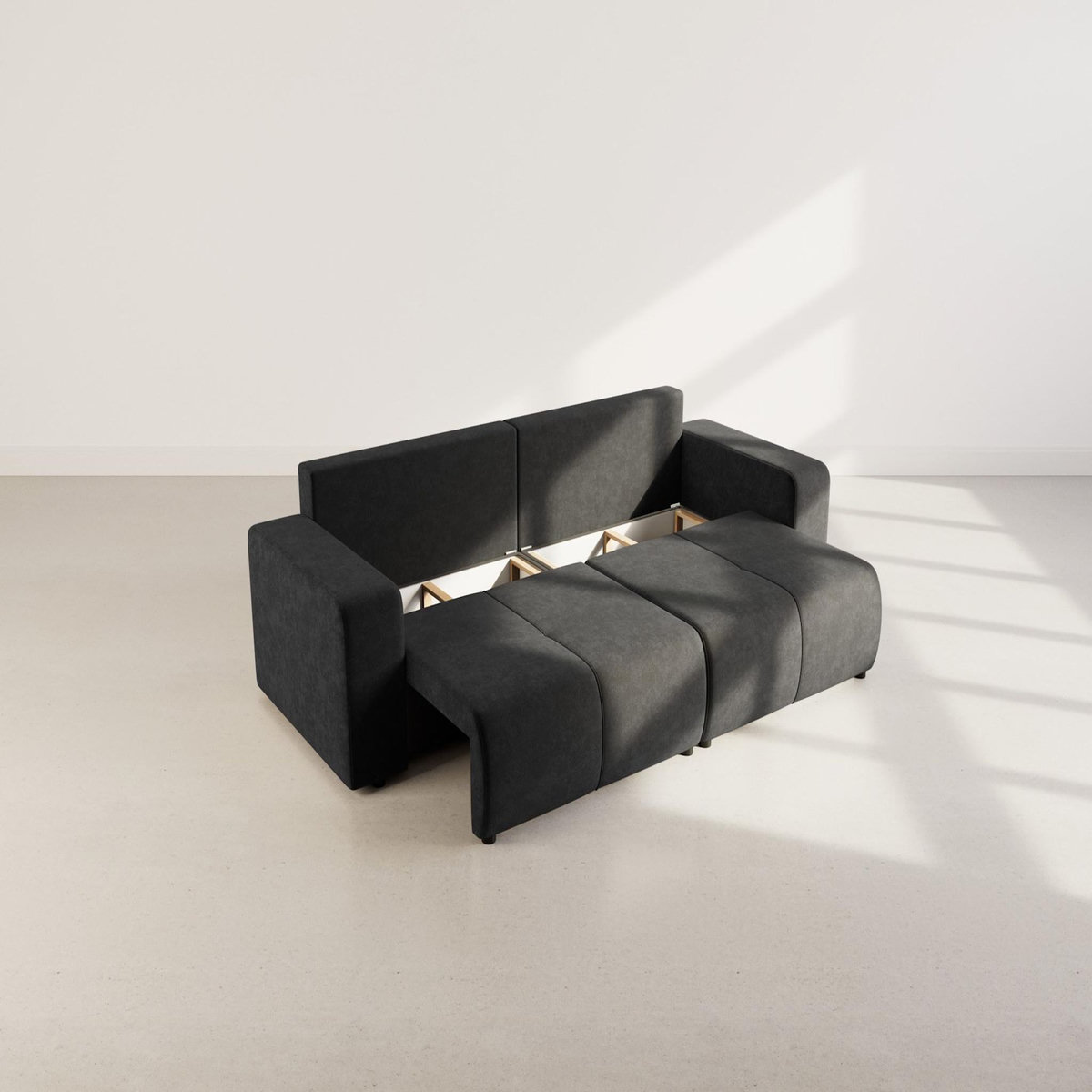 BEST MOBILIER Nicole - canapé droit 4 places convertible avec coffre en tissu