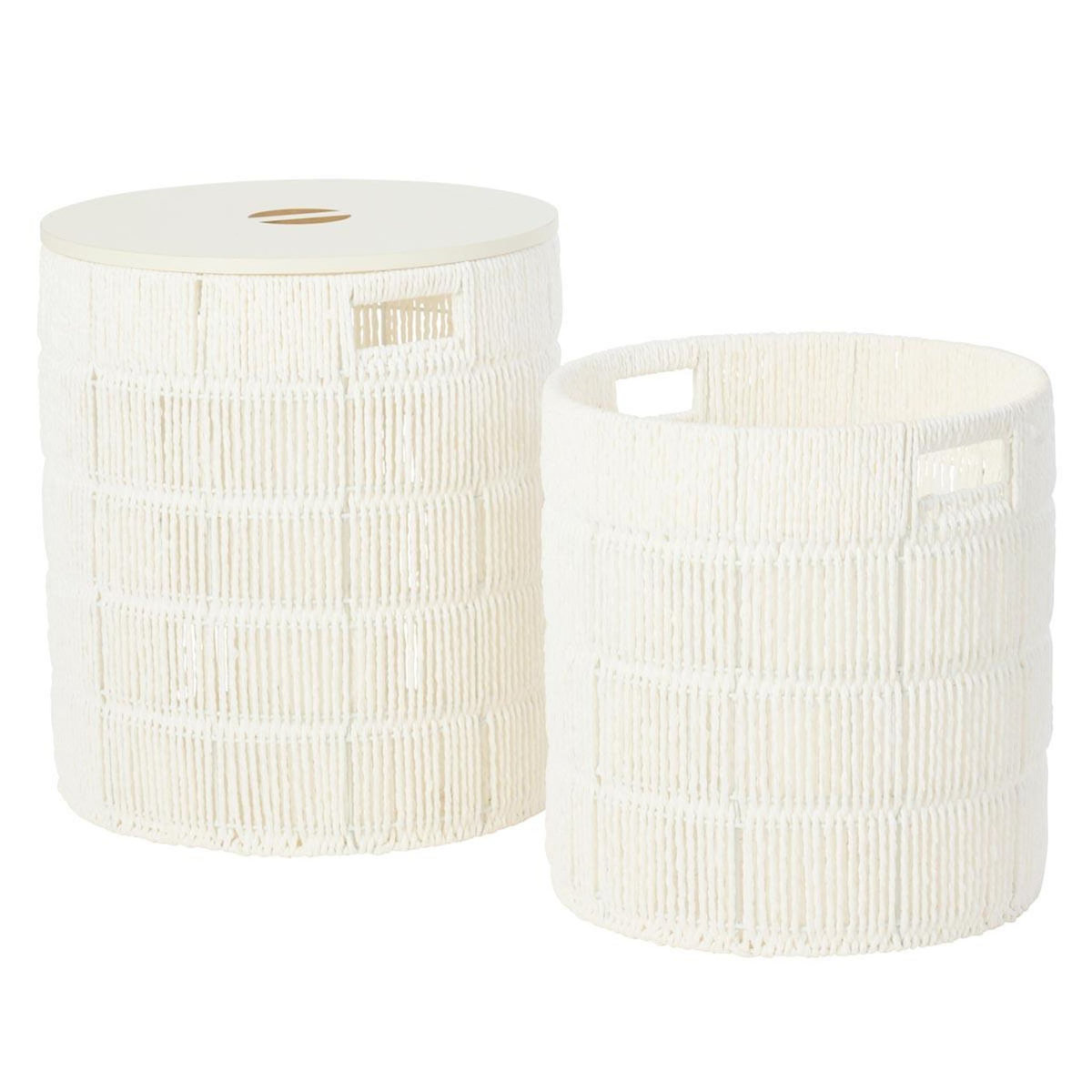 Paris Prix Lot de 2 Paniers de Rangement  Ryan  46cm Blanc