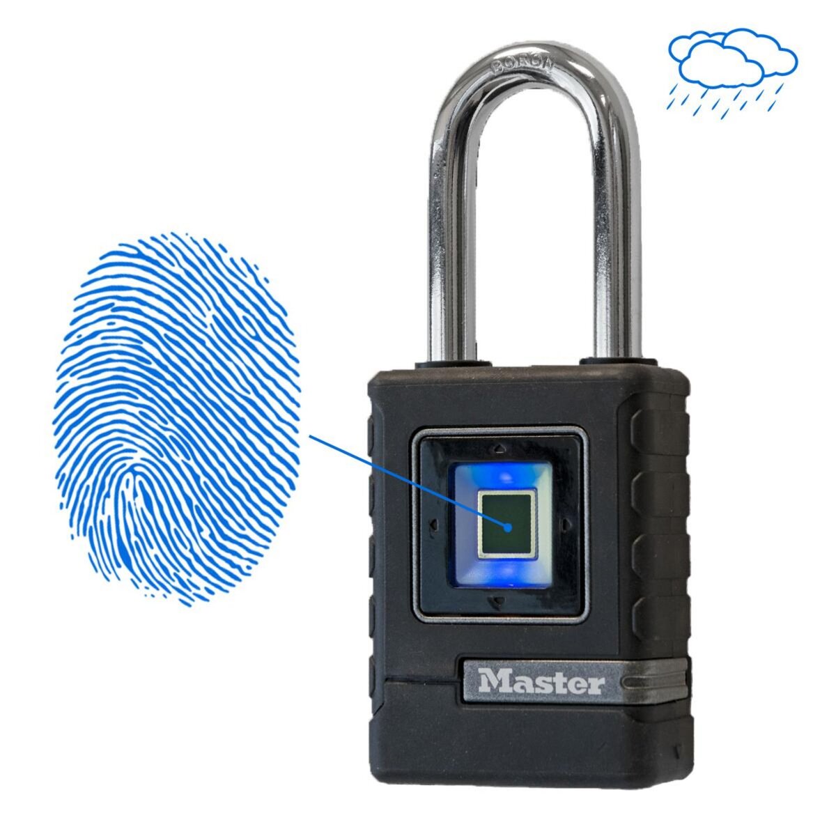 Master lock Cadenas Biométrique Haute Securité [Etanche] [Empreinte Digitale - Code Directionnel Secours]