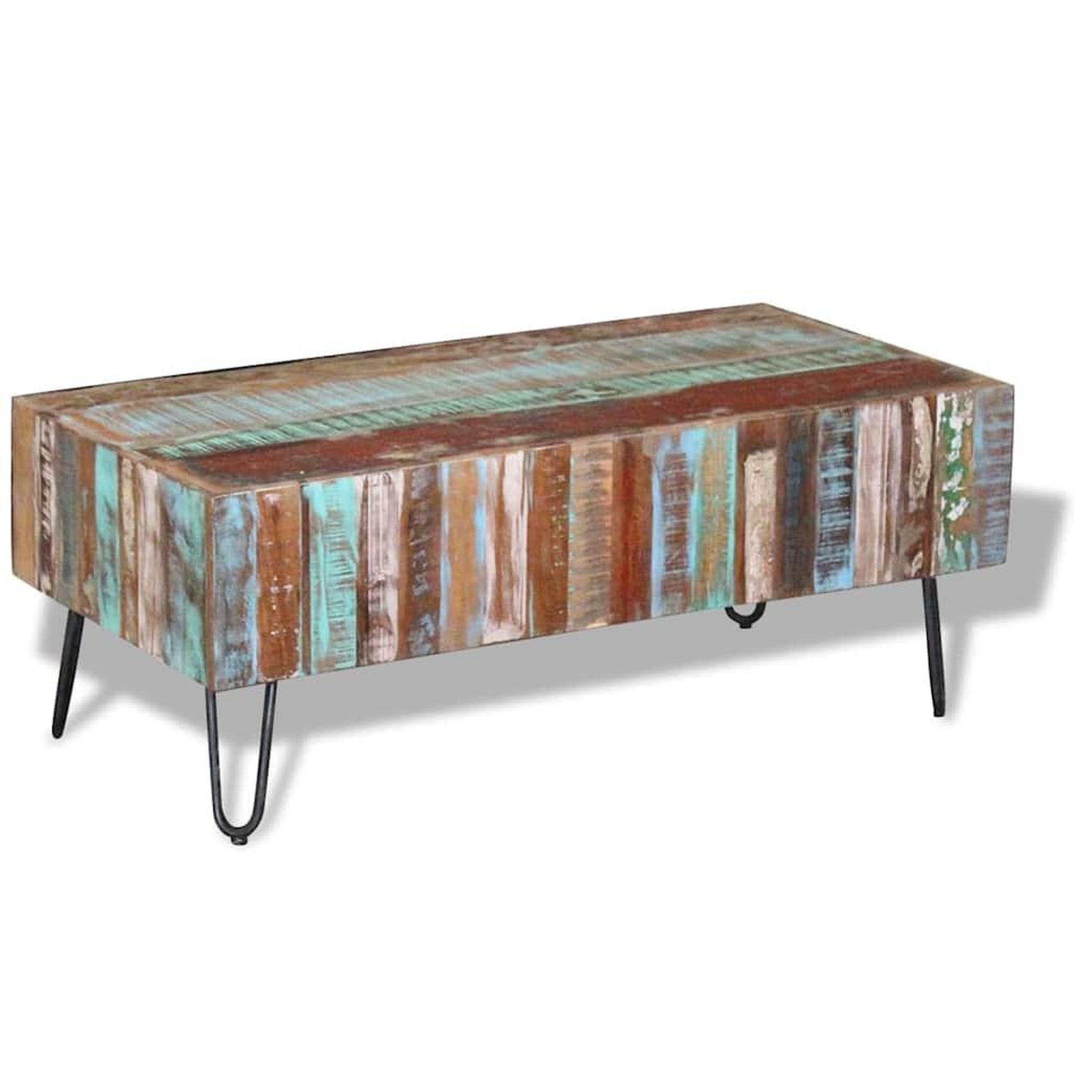 Voir la diapositive 5 : VIDAXL Table basse bois massif de recuperation 100x50x38 cm