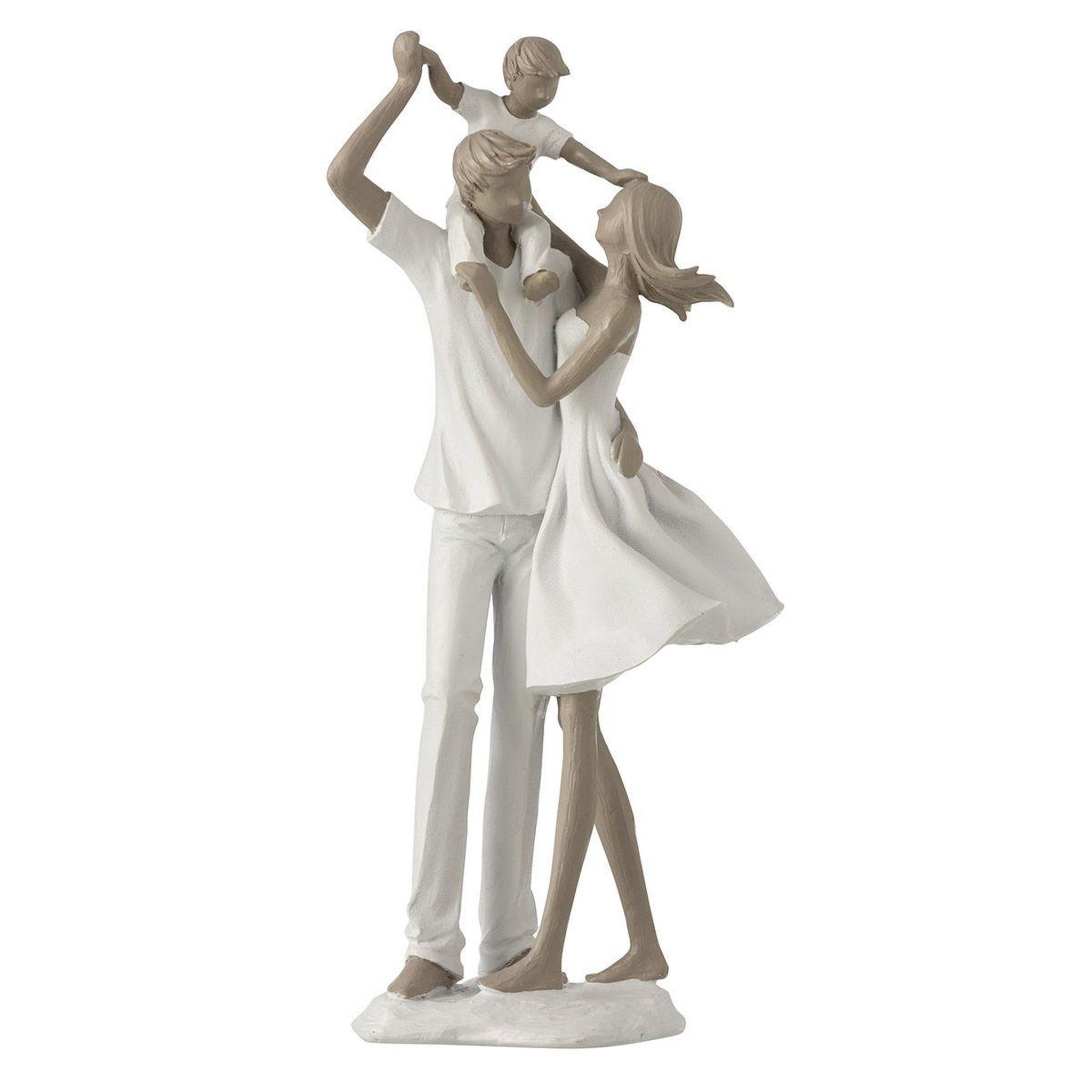 J-LINE Statuette déco  couple & enfant  39cm blanc