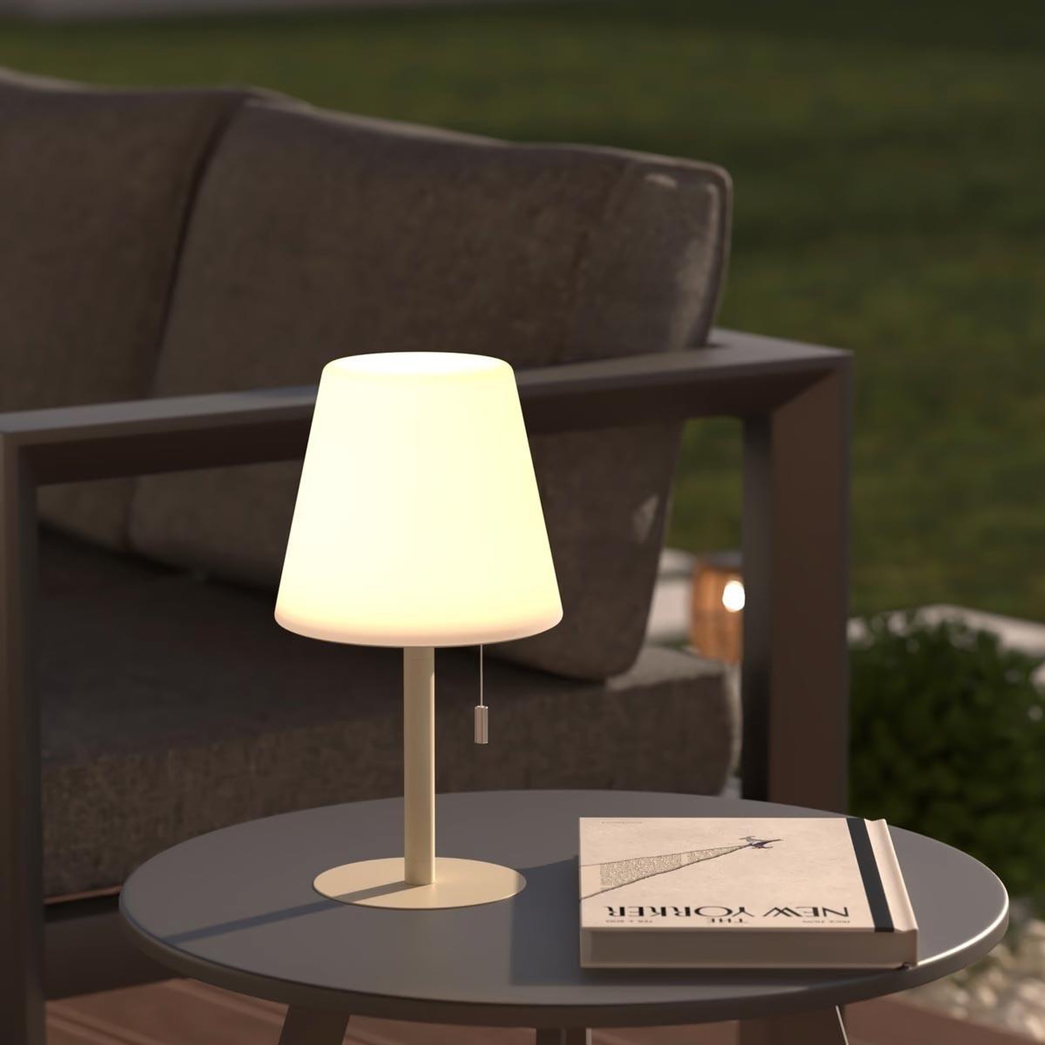 Voir la diapositive 4 : ATMOSPHERA Lampe à poser d'extérieur  zack  30cm beige