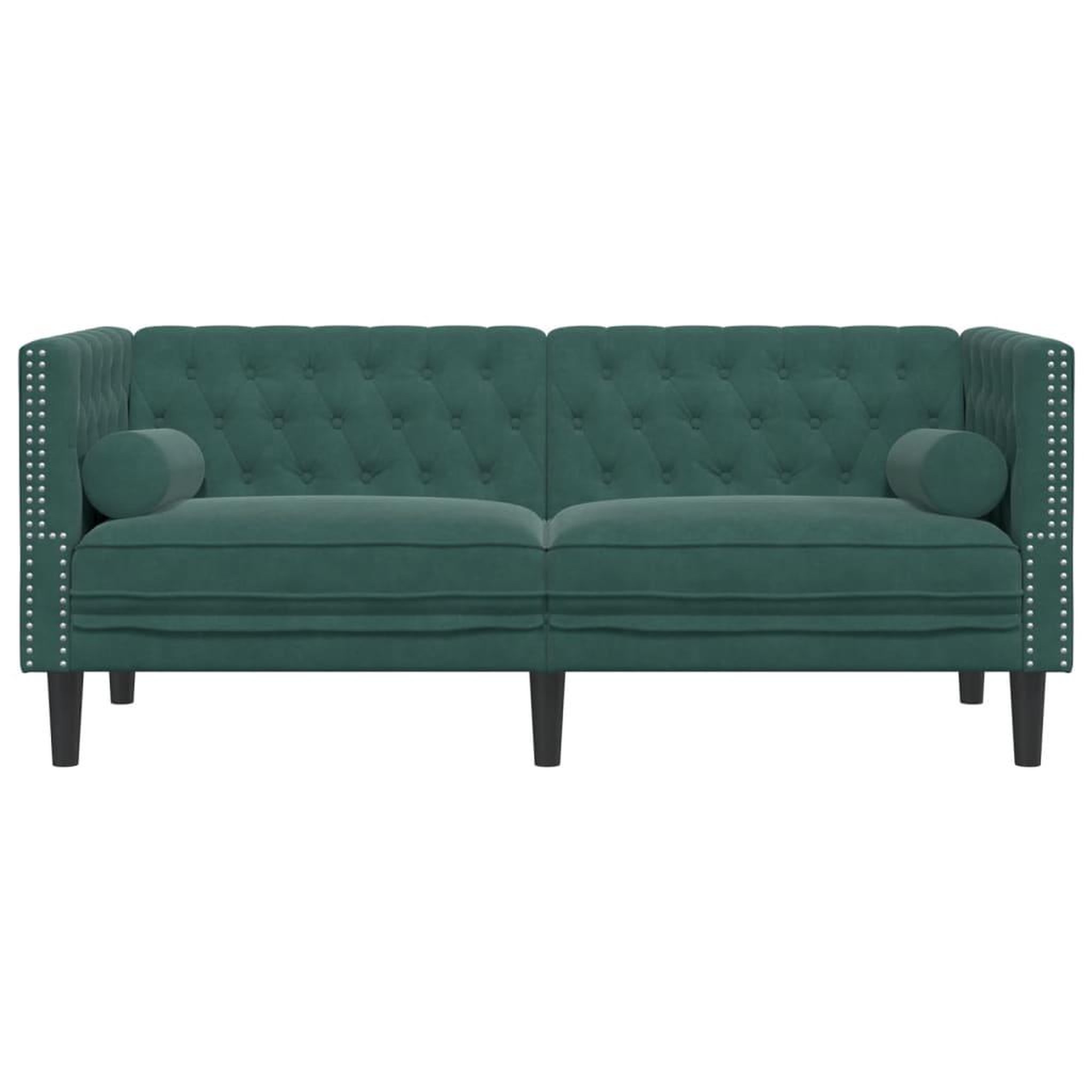 Voir la diapositive 4 : VIDAXL Canape Chesterfield avec traversins 2 places vert fonce velours