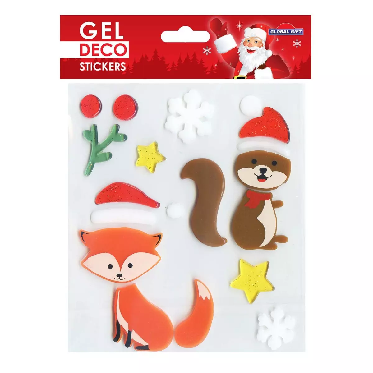 GLOBAL GIFT Stickers gel Noël pour fenêtre - Animaux de Noël