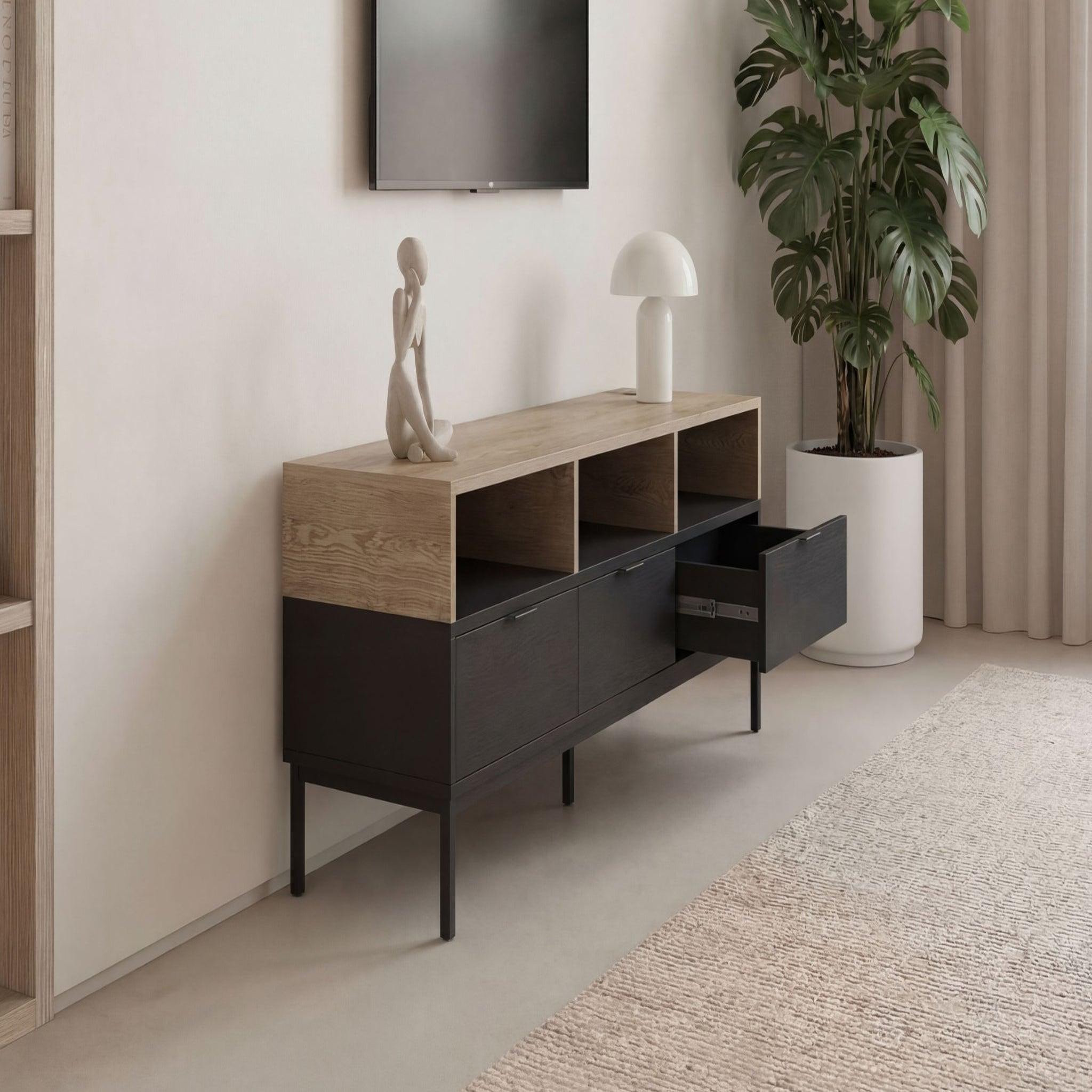 Voir la diapositive 4 : CASANOVA PARIS Eline - meuble tv 180cm en mélamine - noir