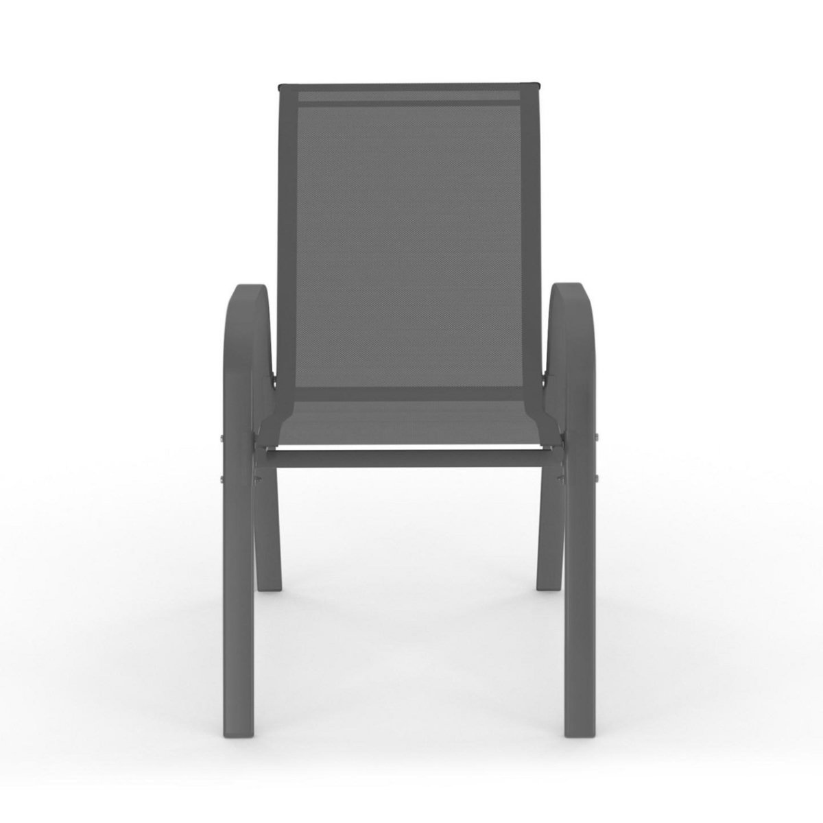 ID MARKET Lot de 6 chaises de jardin LYMA métal et textilène empilables gris noir et terracotta