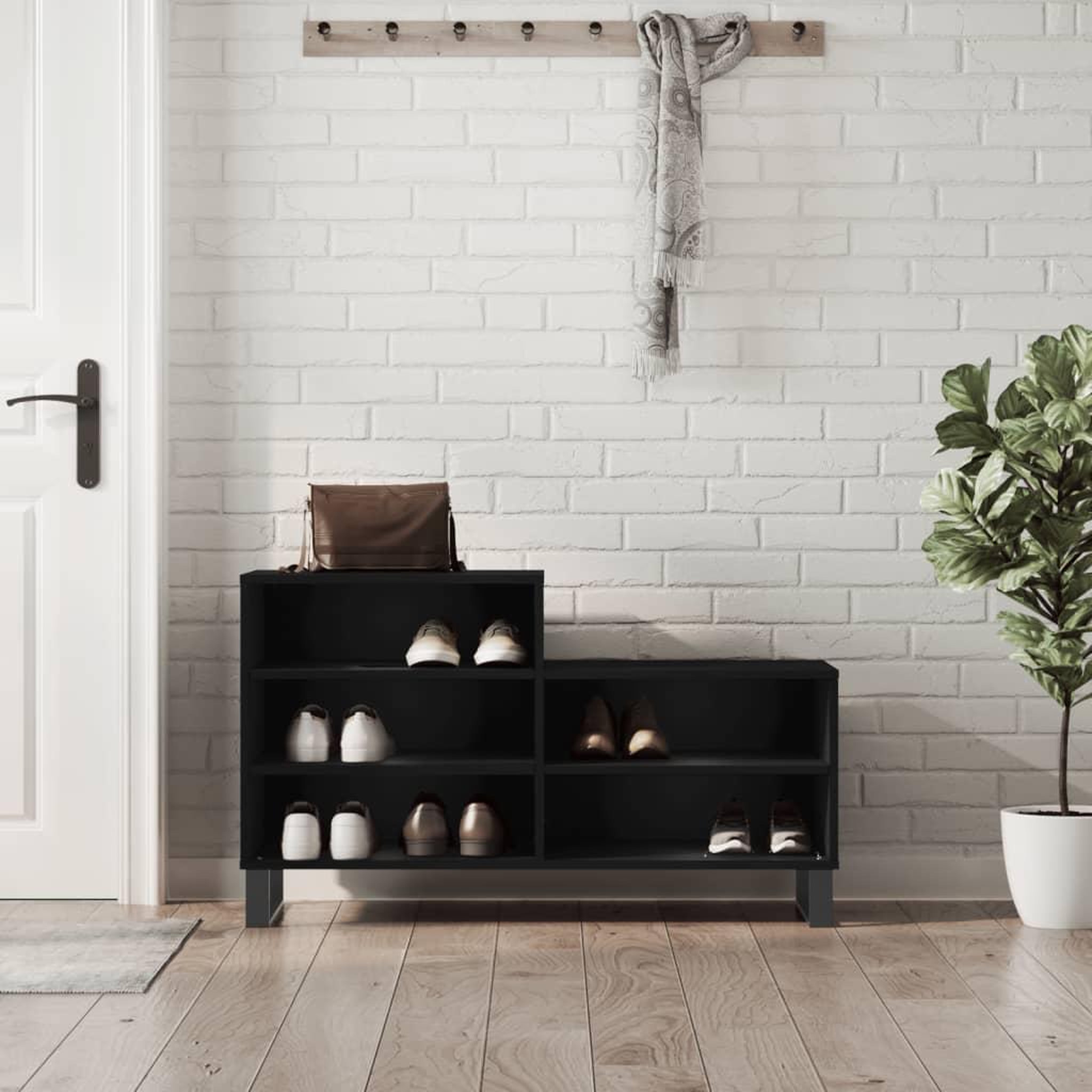 VIDAXL Armoire a chaussures Noir 102x36x60 cm Bois d'ingenierie