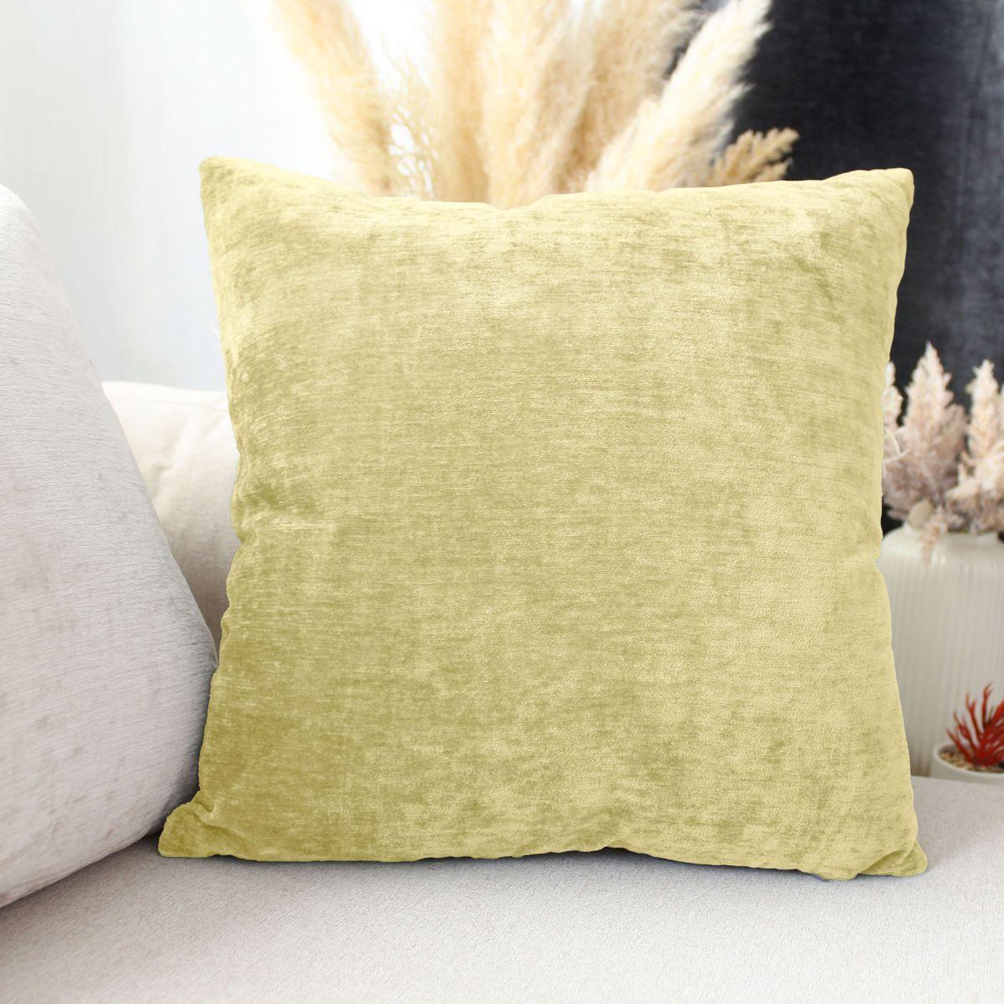 Voir la diapositive 2 : ENJOY HOME Coussin déco en velours  velvet  40x40cm vert tilleul