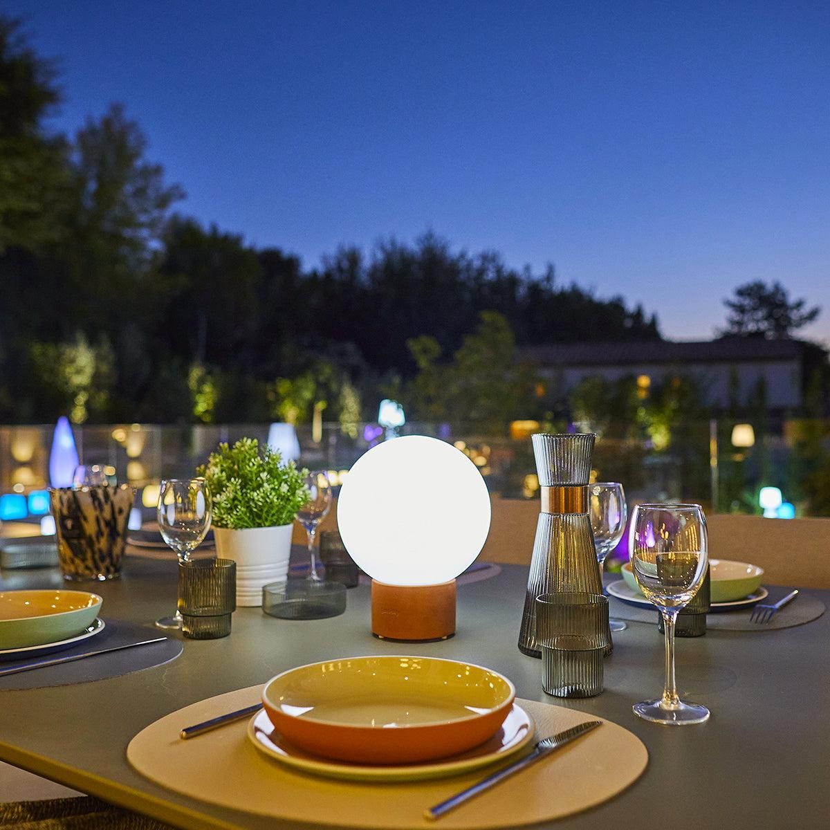 Lumisky Lampe de table touch effet beton orange LED TERRA Orange Terre cuite h25cm