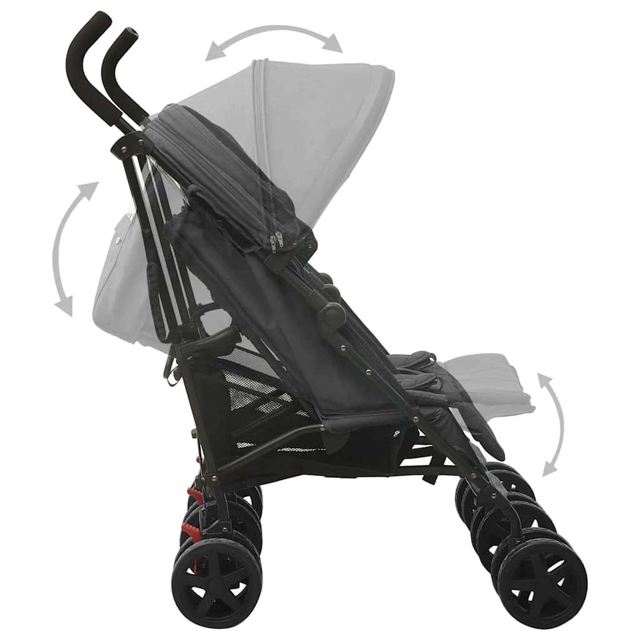 Voir la diapositive 5 : VIDAXL Poussette a deux places Anthracite Acier