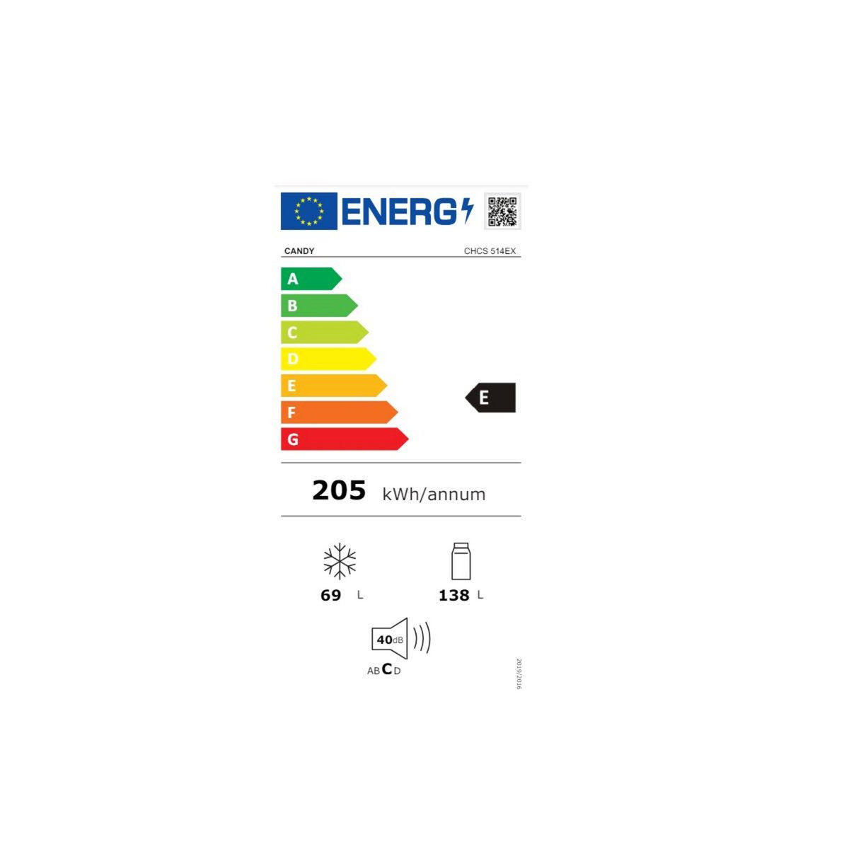 Candy Réfrigérateur combiné 55cm 207l froid statique inox - chcs514ex