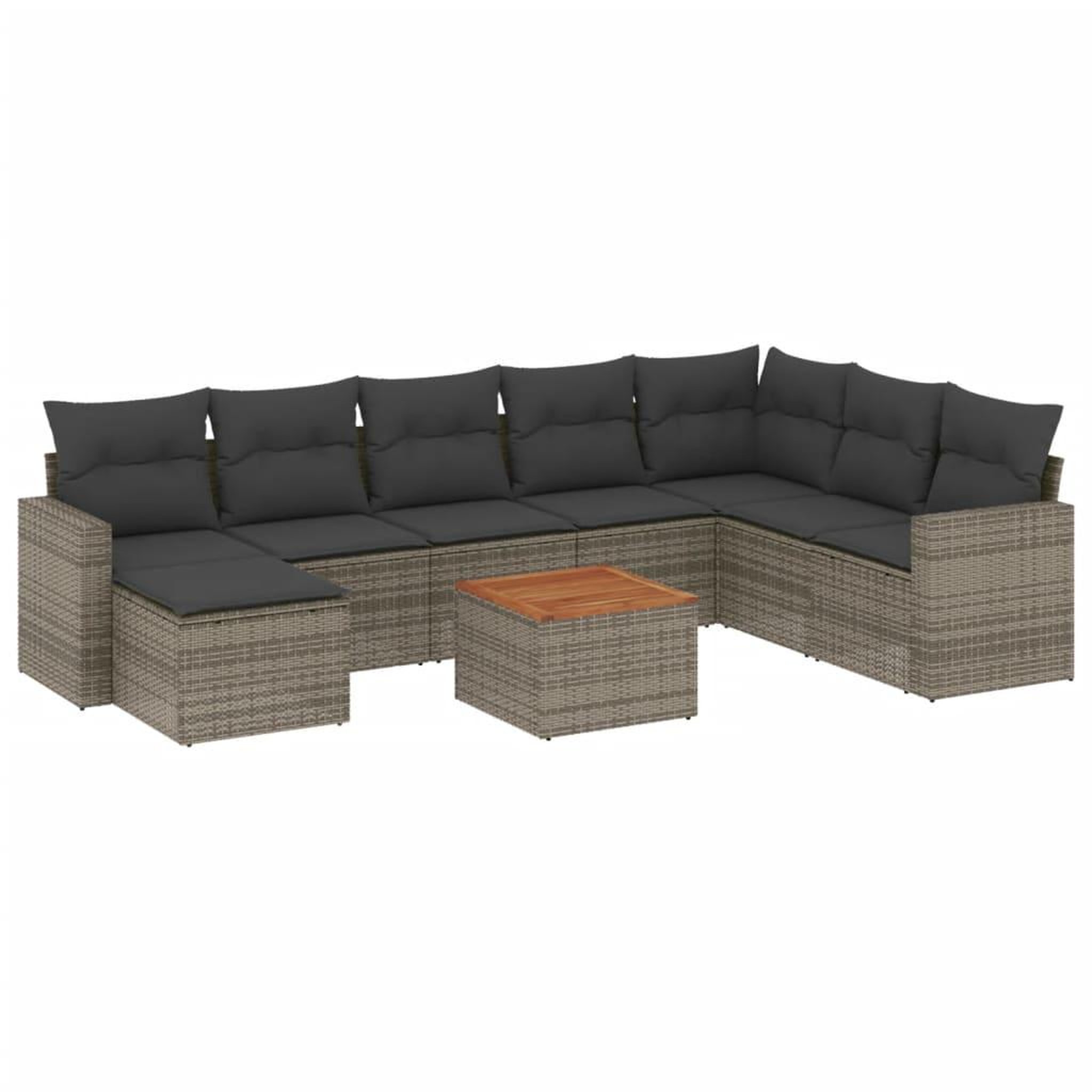 Voir la diapositive 2 : VIDAXL Salon de jardin 9 pcs avec coussins gris resine tressee