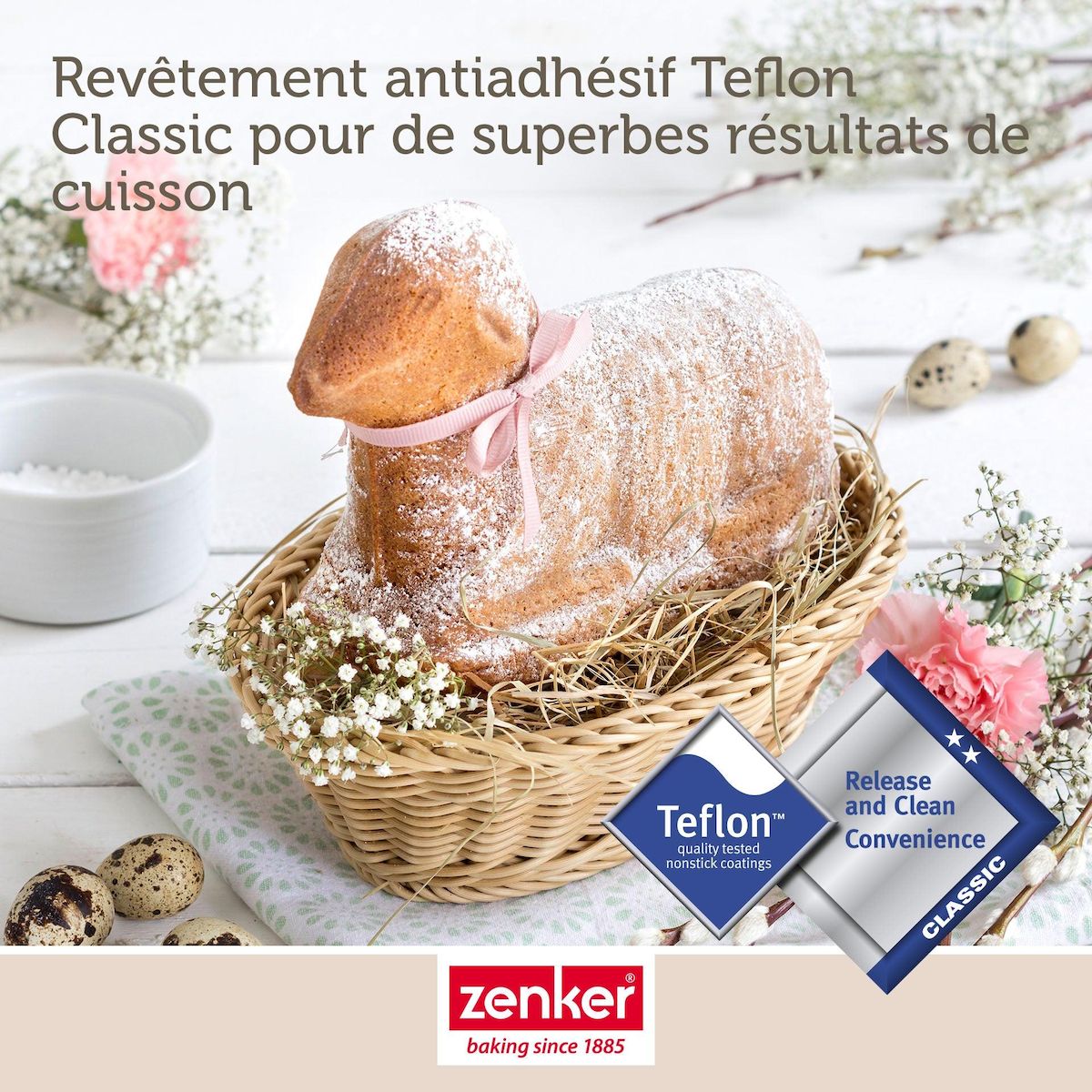 ZENKER Set pâtisserie avec moule 3D agneau de Pâques 900 ml, 2 bols à mixer et spatule Zenker