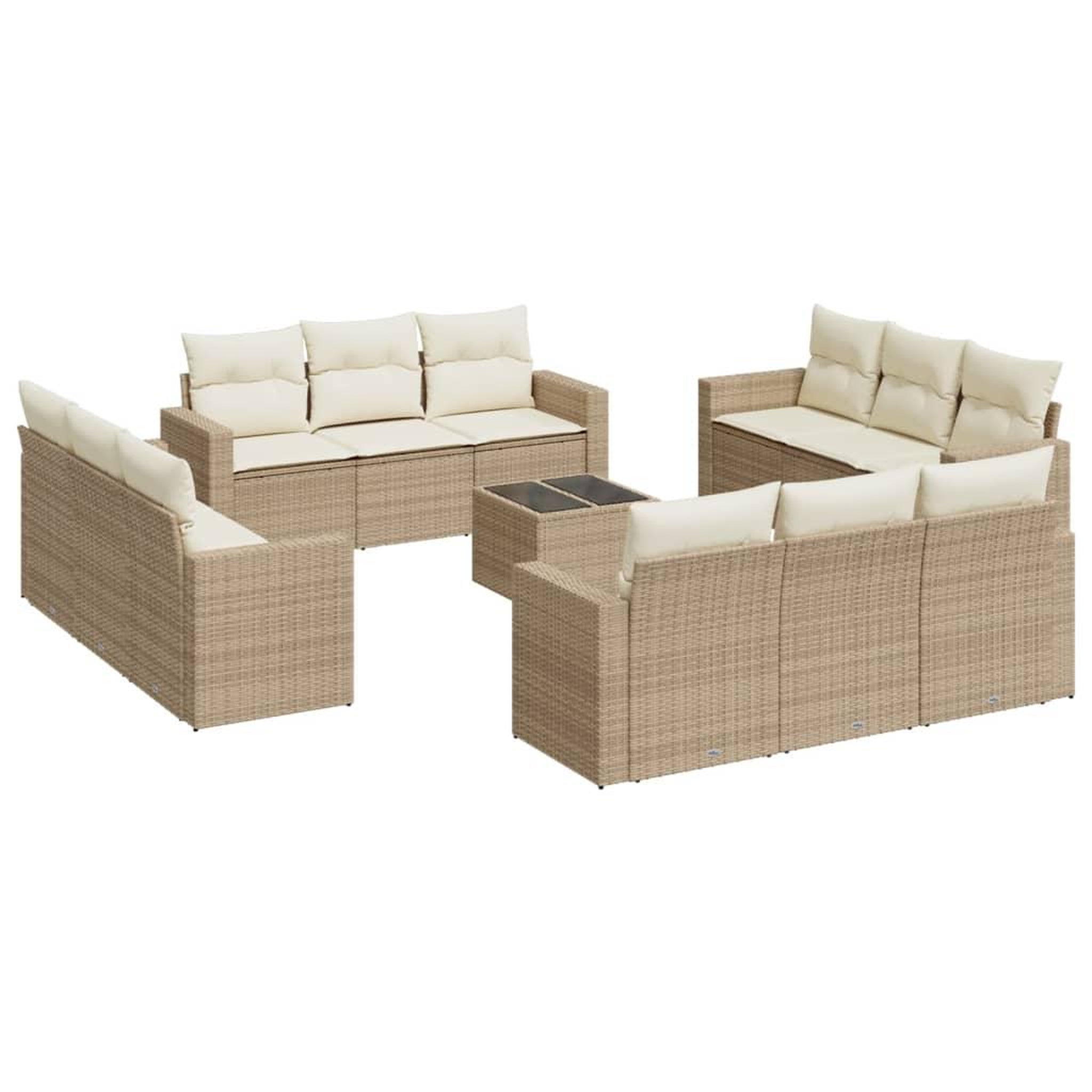Voir la diapositive 2 : VIDAXL Salon de jardin avec coussins 13 pcs beige resine tressee