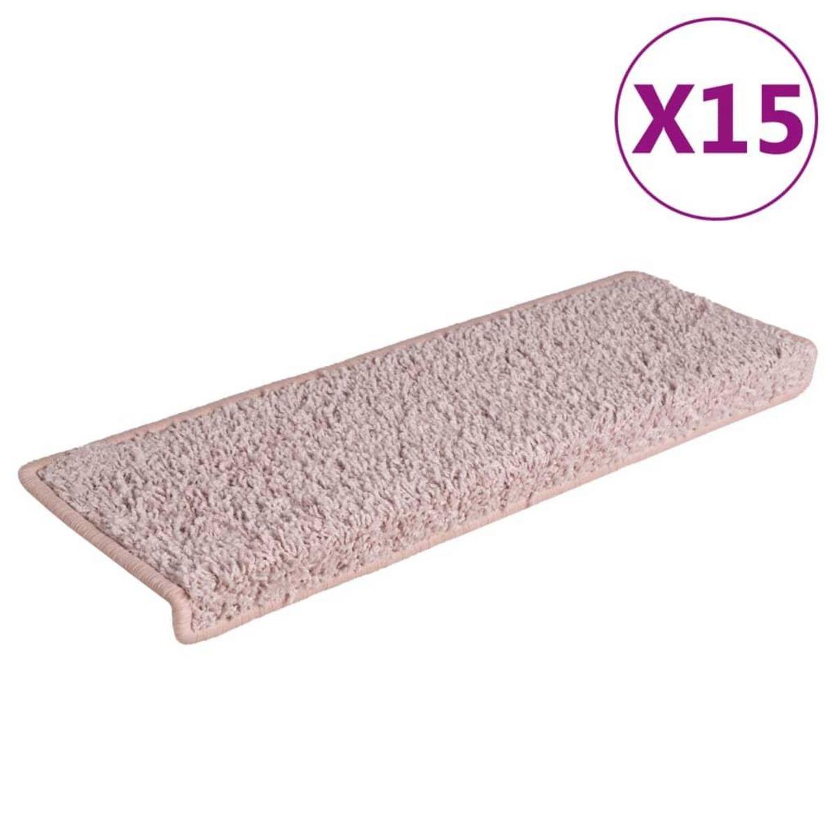 VIDAXL Tapis d'escalier 15 pcs 65x21x4 cm Blanc et rose