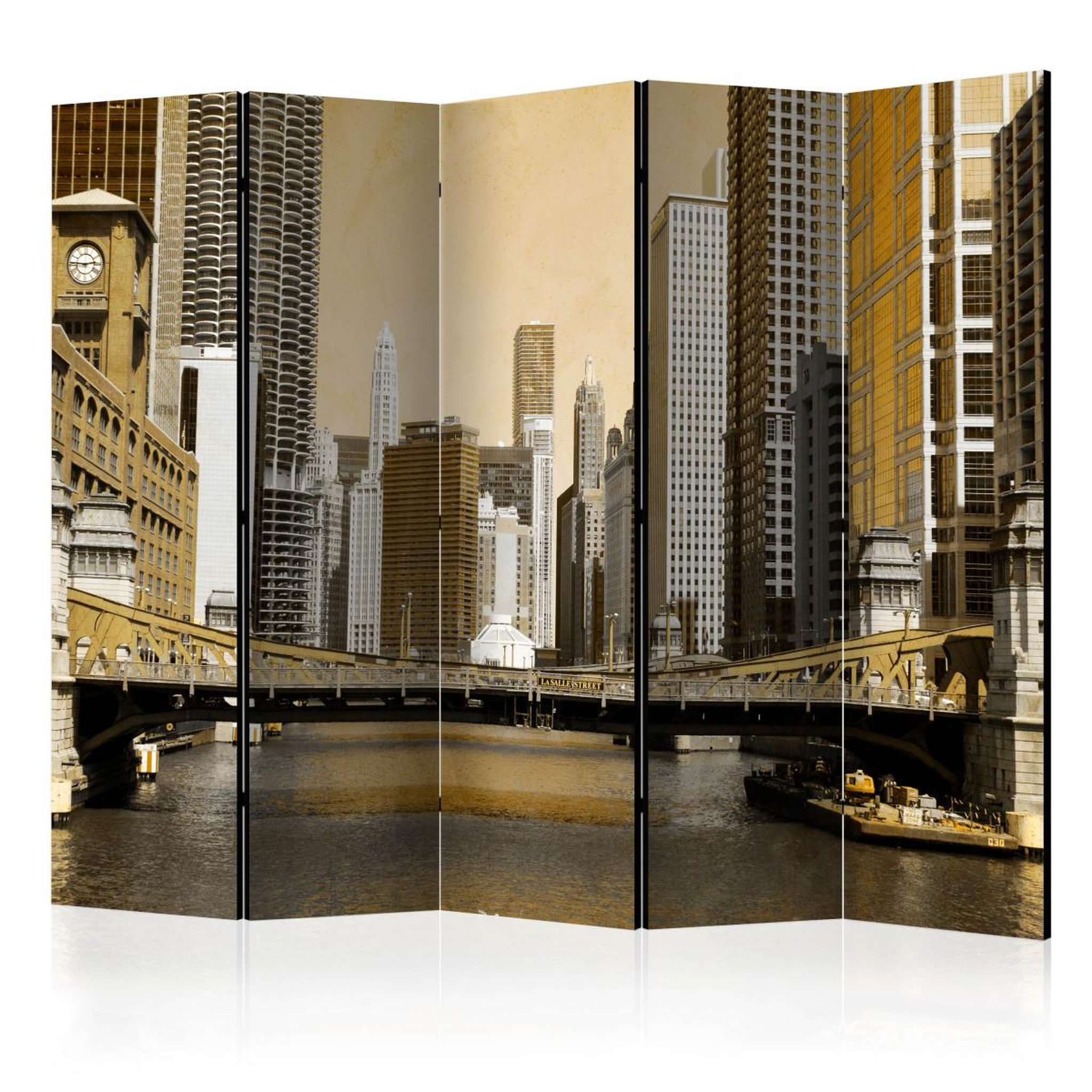 Paris Prix Paravent 5 volets  chicago's bridge vintage effect  172x225cm